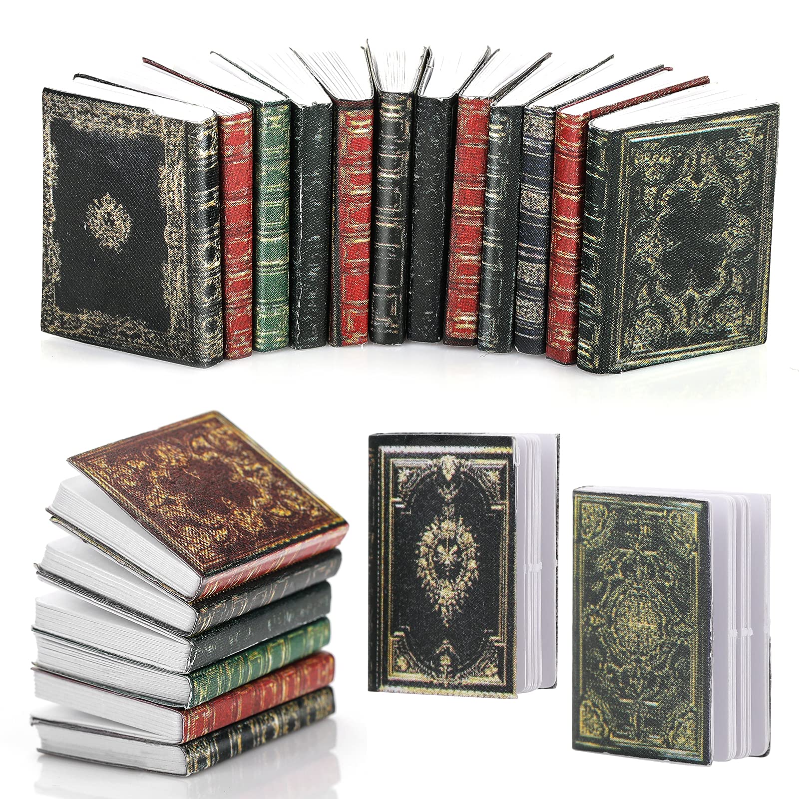 1:12 Scale Mini Dollhouse Books - 12 Pcs Miniature Model Decor for Kids Play & Room Decoration