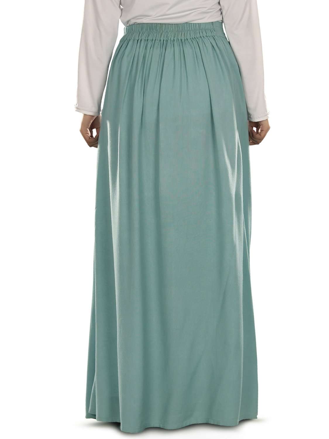 Manha Blue Rayon Skirt for Women - Flowy Midi Skirt with Elastic Waist | Perfect for Summer Outfits, Beach Vacations & Casual Wear