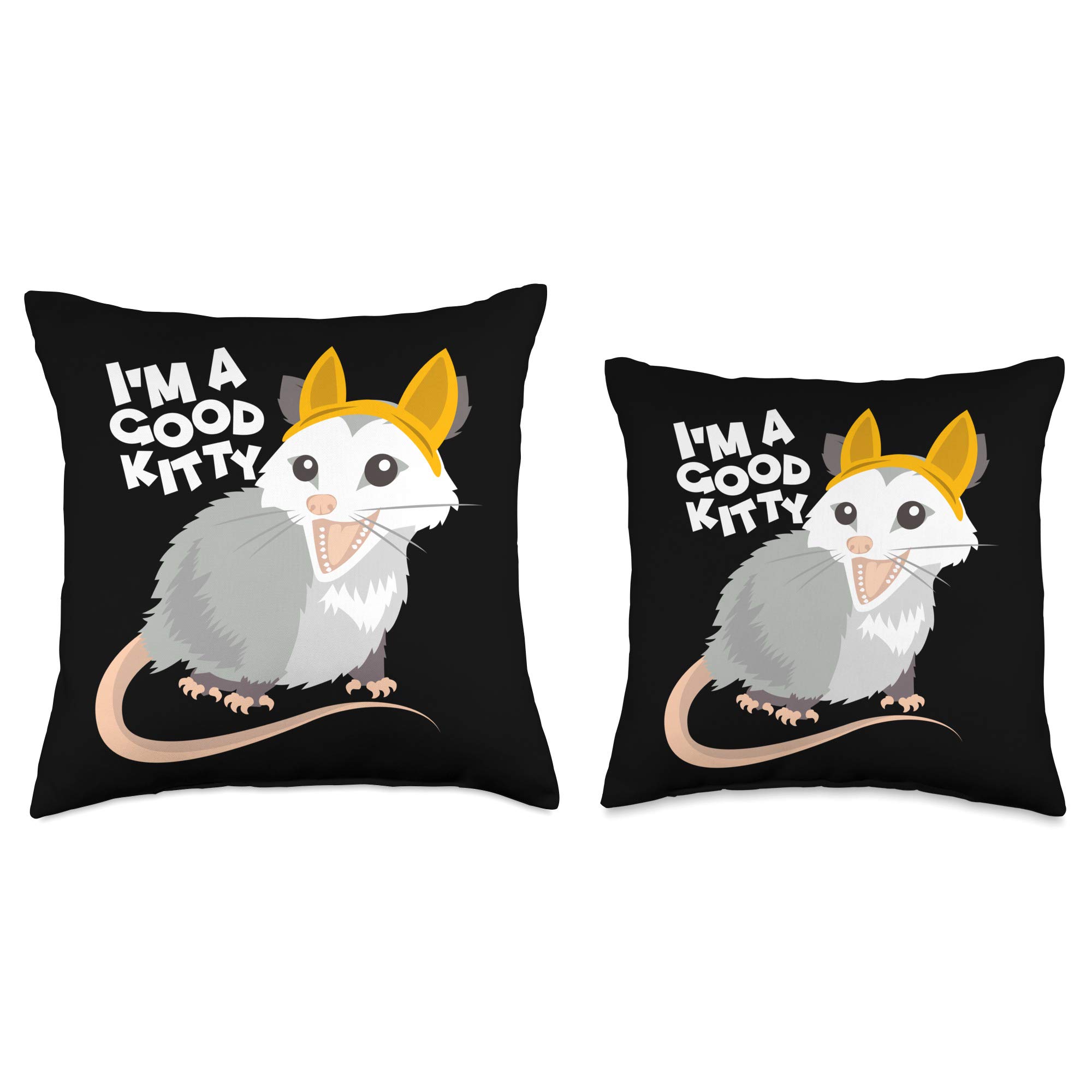 Funny 'I'm A Good Kitty' Fake Cat Rat Opossum Possum Pet Throw Pillow - Perfect for Home Decor, Couch Accessories & Pet Lover Gifts