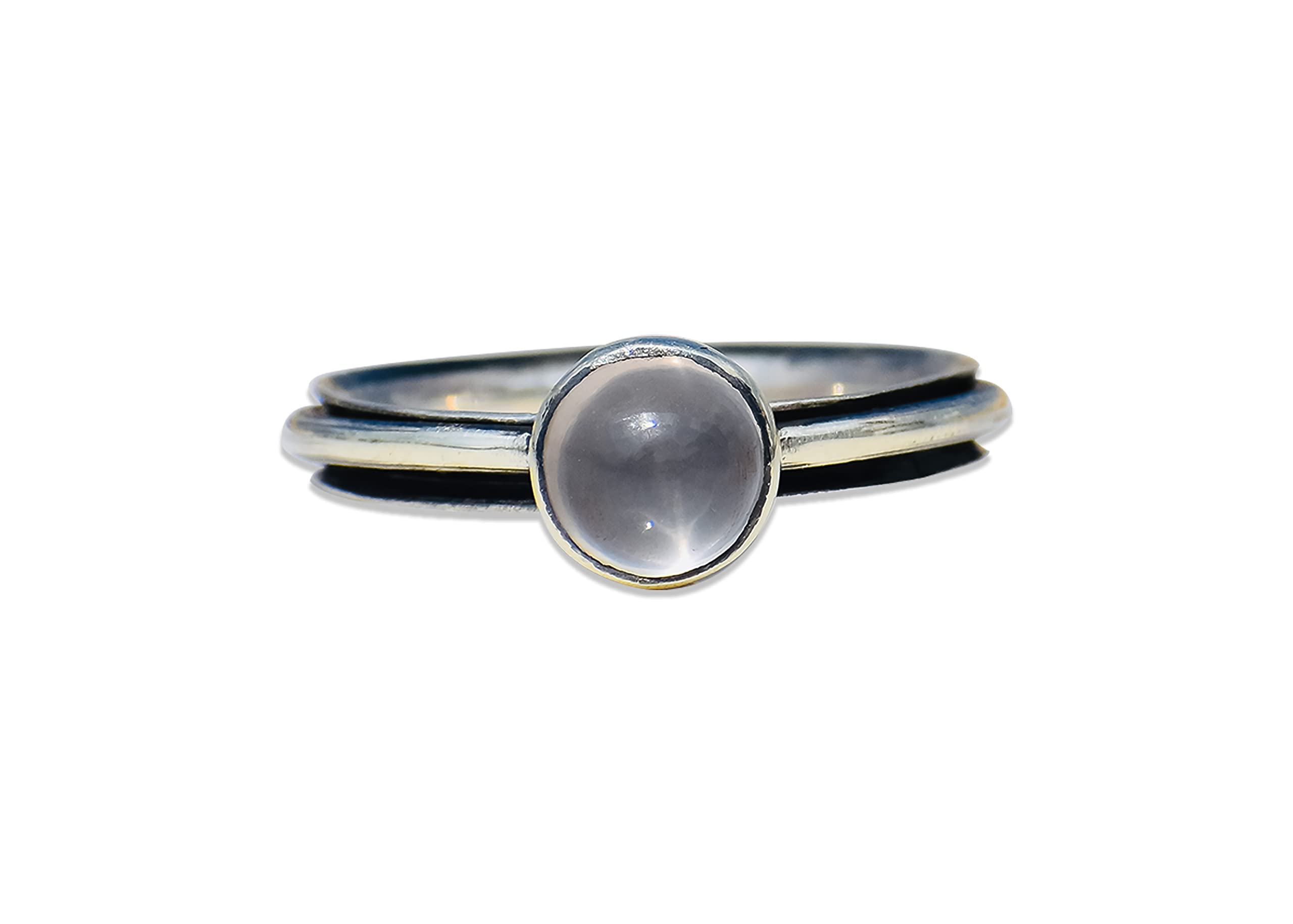 Natural Rose Quartz Spinner Ring - Sterling Silver Anxiety Relief Jewelry for Women | Handmade Gemstone Ring for Stress Relief, Meditation & Everyday Wear