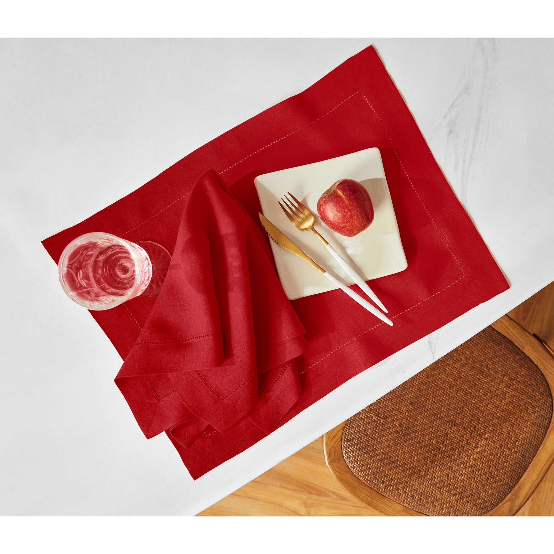 Sonoma Hemstitch Placemats Set of 4 - Premium Cotton Table Mats for Dining - Perfect for Dinner Parties, Holiday Meals & Home Decor