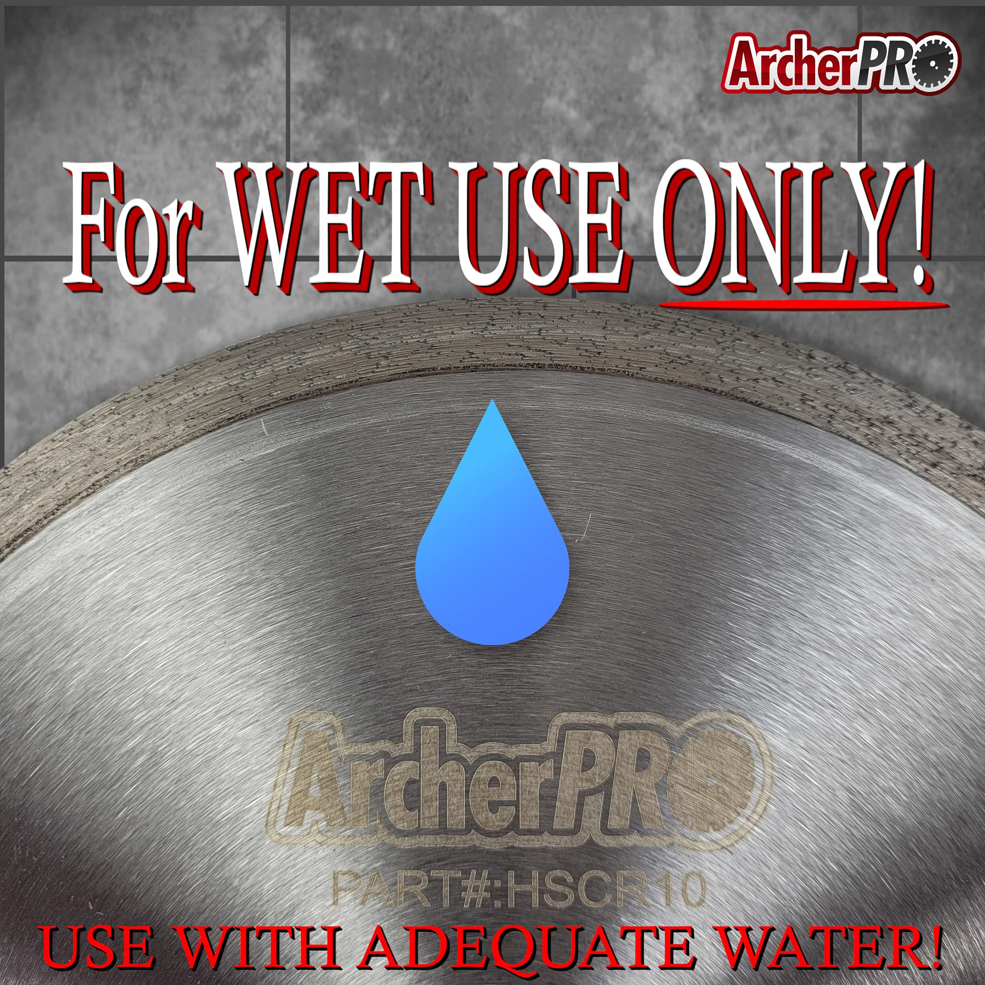 Archer PRO 4.5-Inch Continuous Rim Diamond Blade - Premium Wet Tile Saw Blade for Porcelain & Ceramic Cutting - 7/8-Inch Arbor Compatible with Angle Grinders - Perfect for Bathroom Renovations, Kitchen Backsplashes & Floor Tile Installations