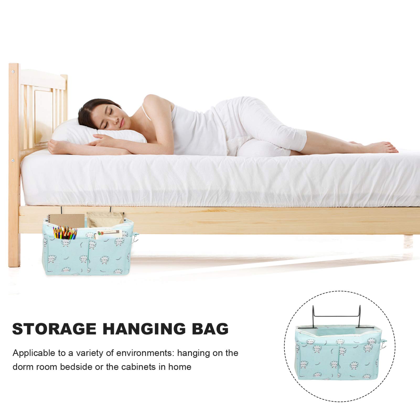 Hemoton Bedside Hanging Organizer Basket - 1PC Storage Pocket for Bed, Sofa & Table | Space-Saving Bedside Organizer for Books, Remote, Phone & Essentials | Perfect for Small Bedrooms, Dorms & Apartments