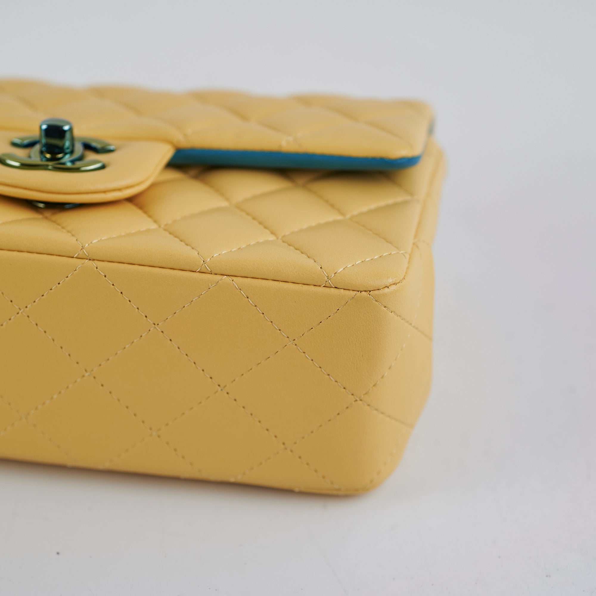 Chanel 21P Mini Rectangular Lambskin Flap Bag in Yellow & Blue - Luxury Crossbody Purse for Women, Perfect for Parties & Date Nights