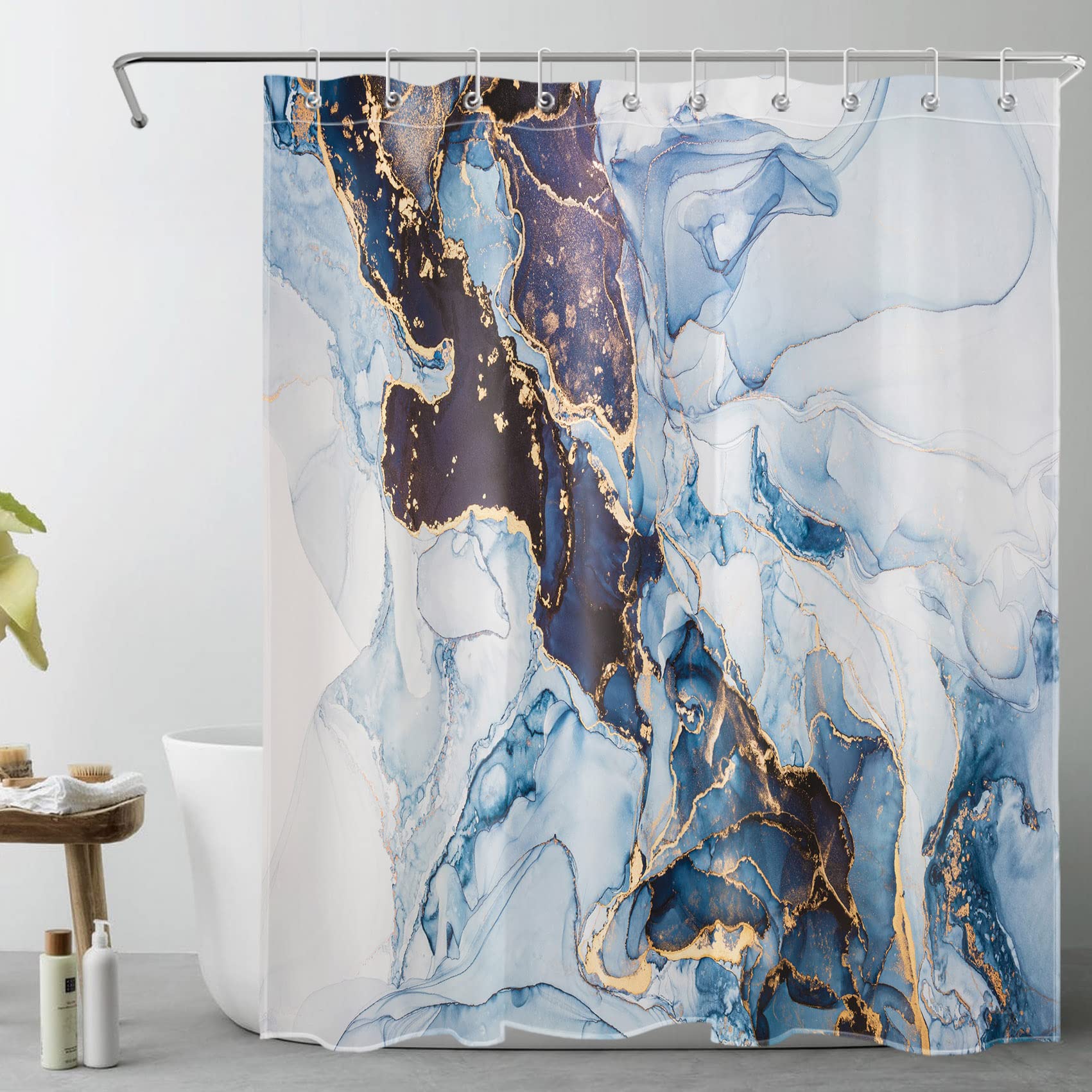 HVEST Marble Shower Curtain - Waterproof Polyester Fabric Bathroom Decor with Hooks, 60x72 Inches, Modern Abstract Marble Design for Elegant Bathroom & Photo Backdrop