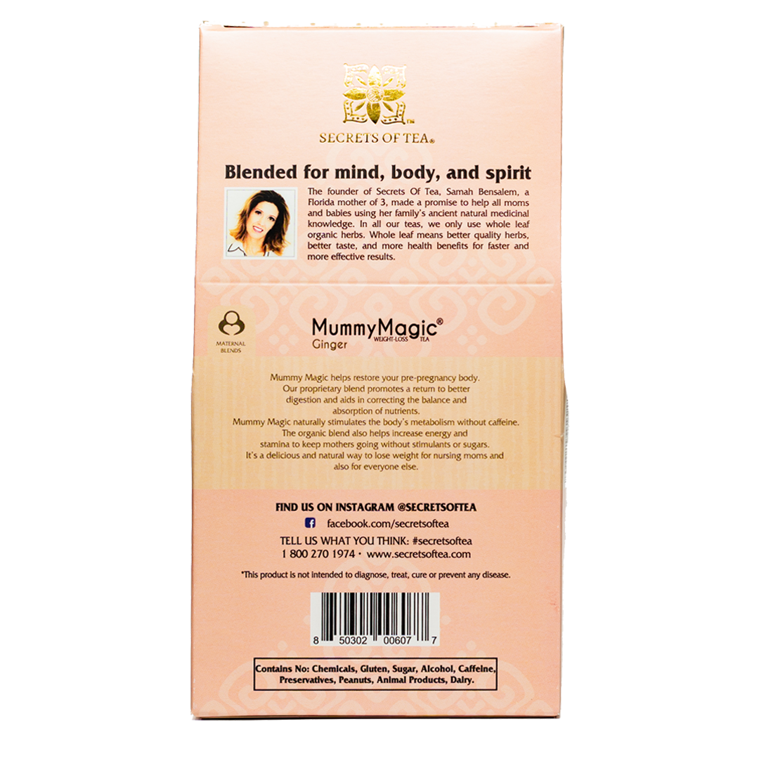 Slim Tea Mummy Magic Weight Loss Ginger Tea - 40 Cups | Natural Detox & Metabolism Booster for Women | Perfect for Postpartum Wellness & Healthy Lifestyle
