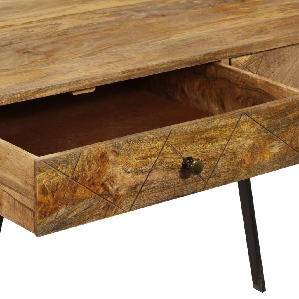 CHARMMA Solid Mango Wood Writing Desk with 2 Drawers - 43.3