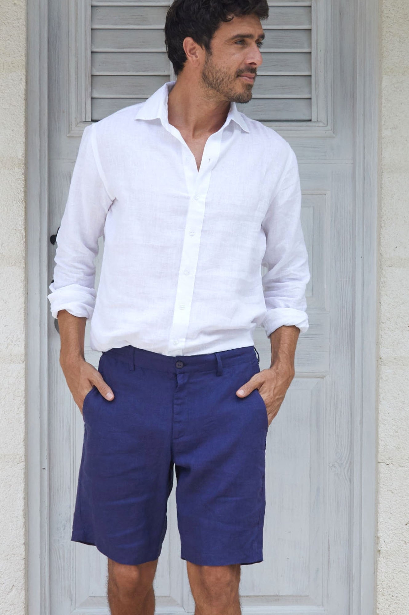 Premium Men's Linen Shorts - Breathable & Comfortable Summer Casual Wear - Navy Blue for Beach, Vacation & Outdoor Activities