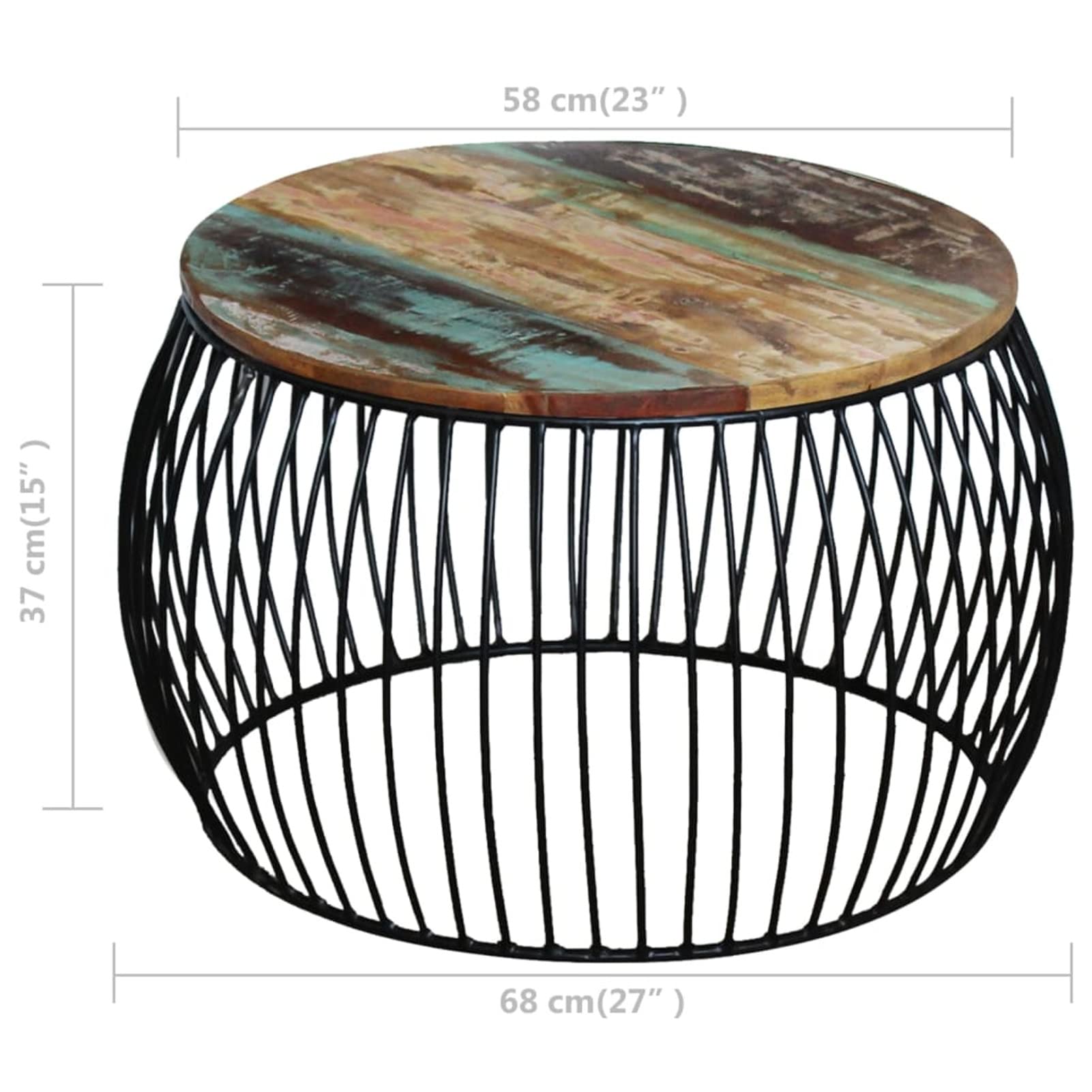 Solid Reclaimed Wood Round Coffee Table - 26.8