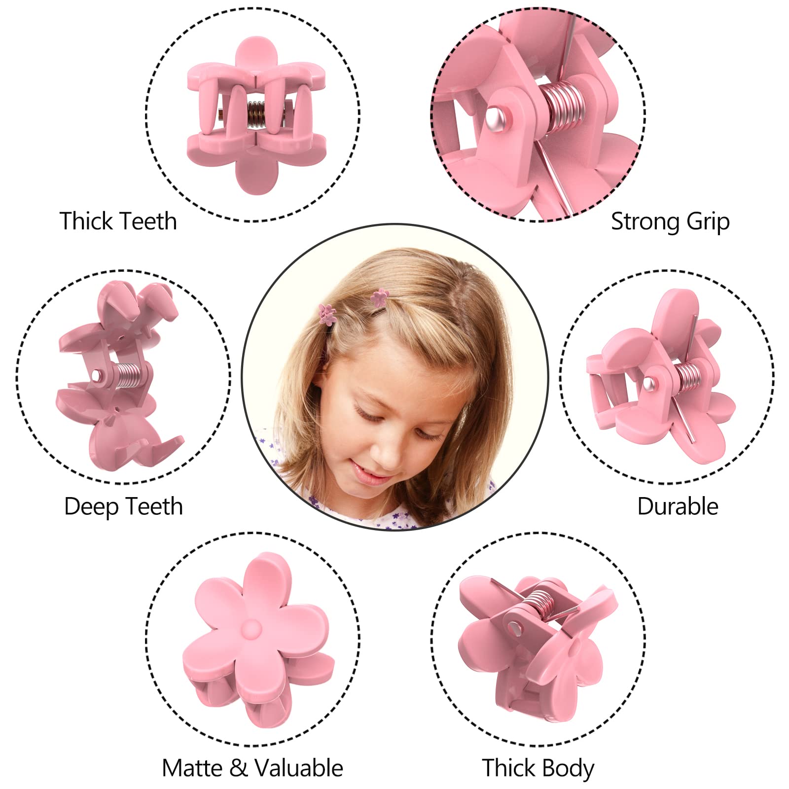 100pcs Mini Hair Clips Set - Colorful Tiny Flower Hairpins for Baby Toddler Girls & Women | Strong Grip for Fine Hair & Bangs | Perfect for School, Parties & Daily Styling