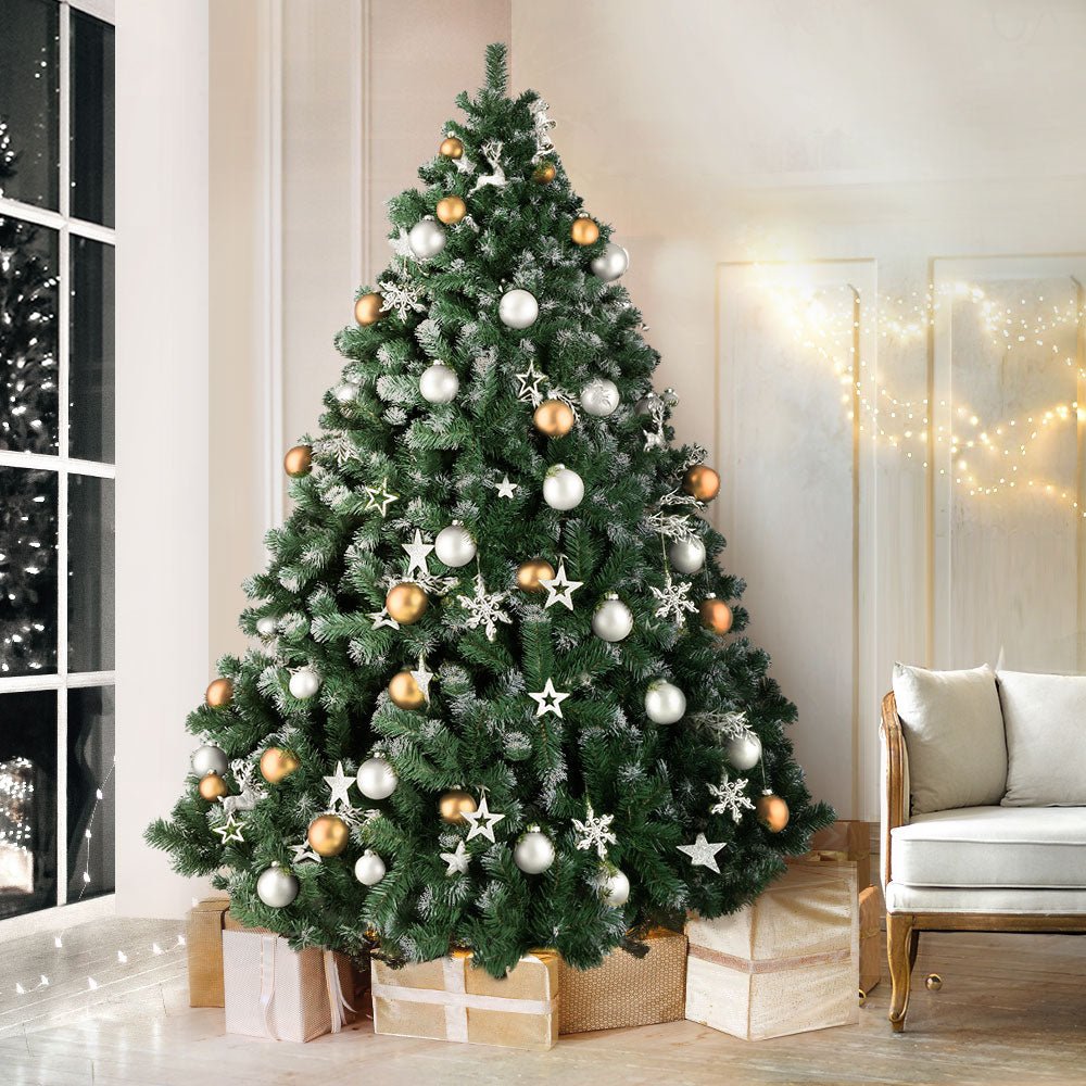 2.1M Artificial Christmas Tree with 1250 Snowy Tips - Premium Xmas Decor for Home, Office & Holiday Parties