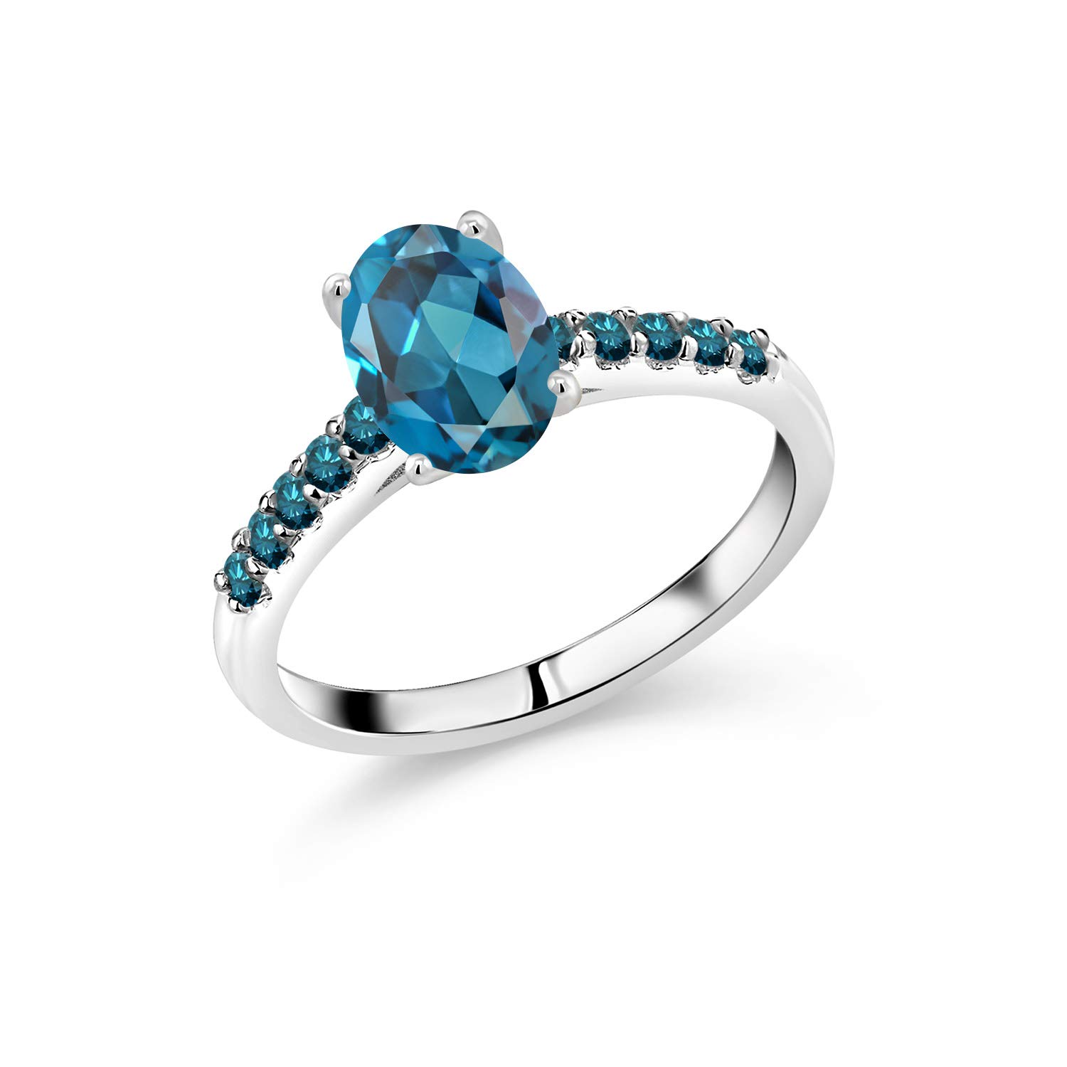 2.58 Ct Oval London Blue Topaz & Diamond Ring in 10K White Gold | Elegant Gemstone Jewelry for Women | Perfect for Engagement, Wedding, Anniversary & Special Occasions