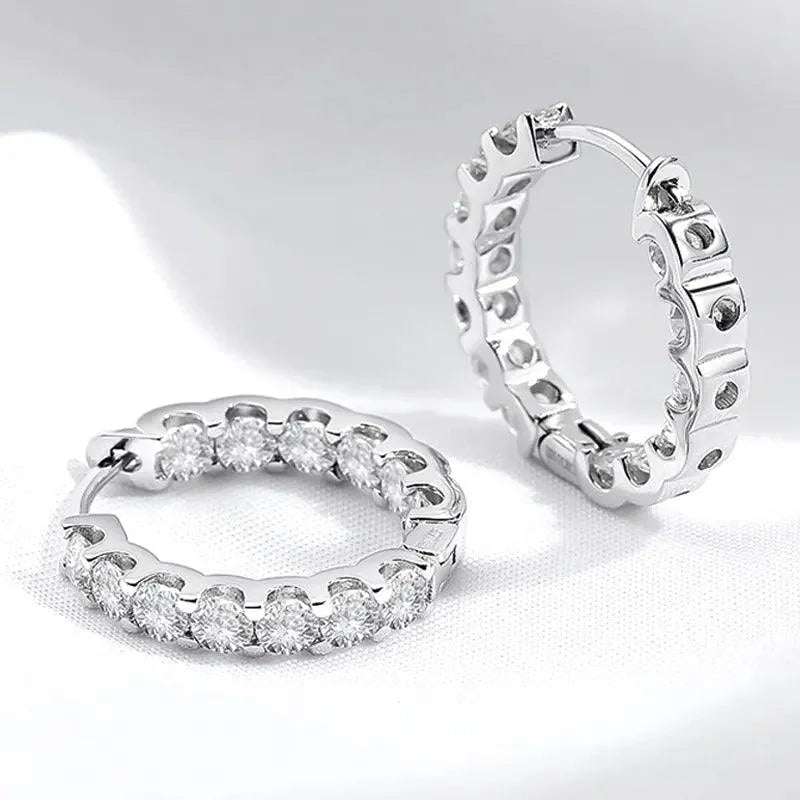 18K Gold Plated 2.6CT Moissanite Hoop Earrings for Women | 925 Sterling Silver Wedding & Party Jewelry | Elegant Gift for Anniversary, Bridal Shower & Special Occasions