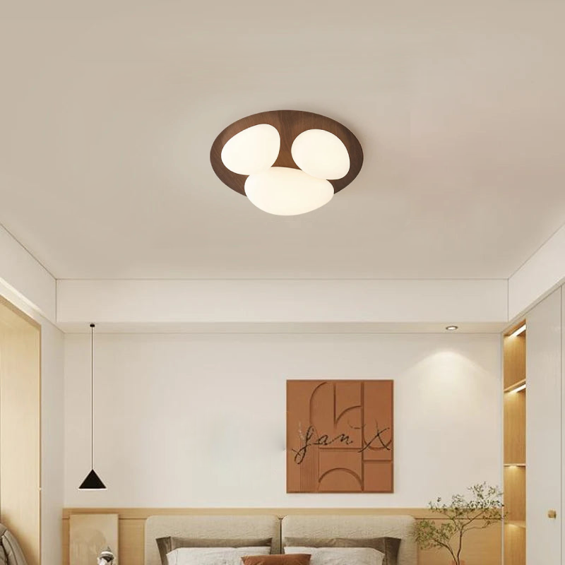 Modern Walnut Wood Nest Ceiling Light Fixture - Stylish Pendant Lamp for Living Room, Bedroom & Dining Area