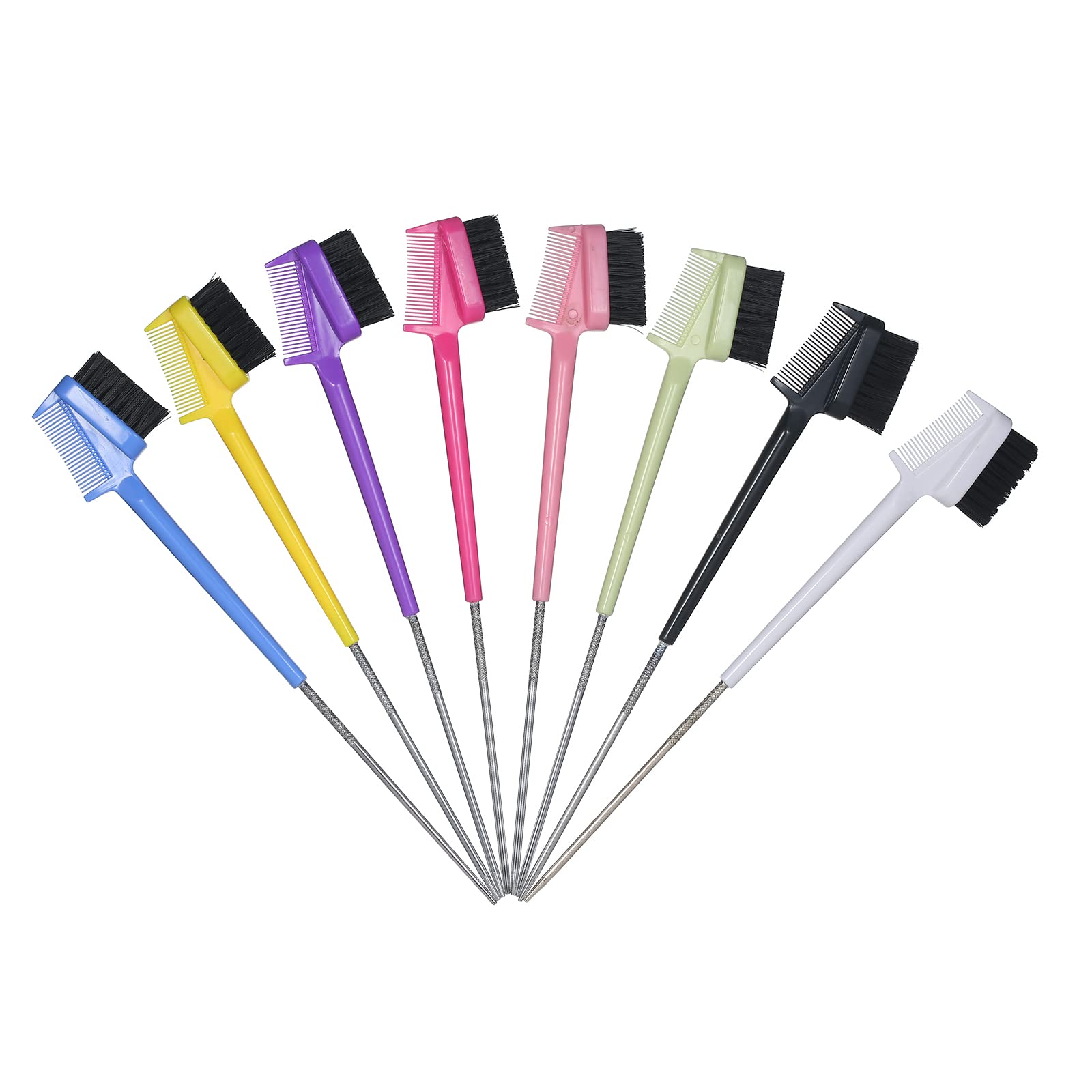 1Pcs Hair Edge Brush & Sided Hair Comb Set - Smooth Detangling Brush for Wet/Dry Hair, Eyebrow Grooming Comb for Long Thick Curly Hair (Random Colors) - Perfect for Styling, Detangling & Edge Control at Home or Salon