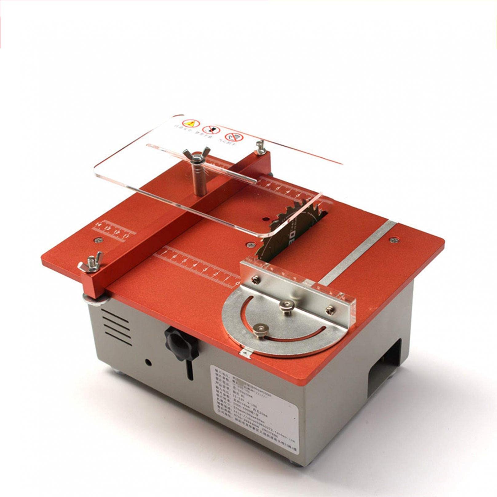 Mini Table Saw with Miter Gauge & Liftable Blade - 7-Speed Woodworking Lathe for DIY & Polishing