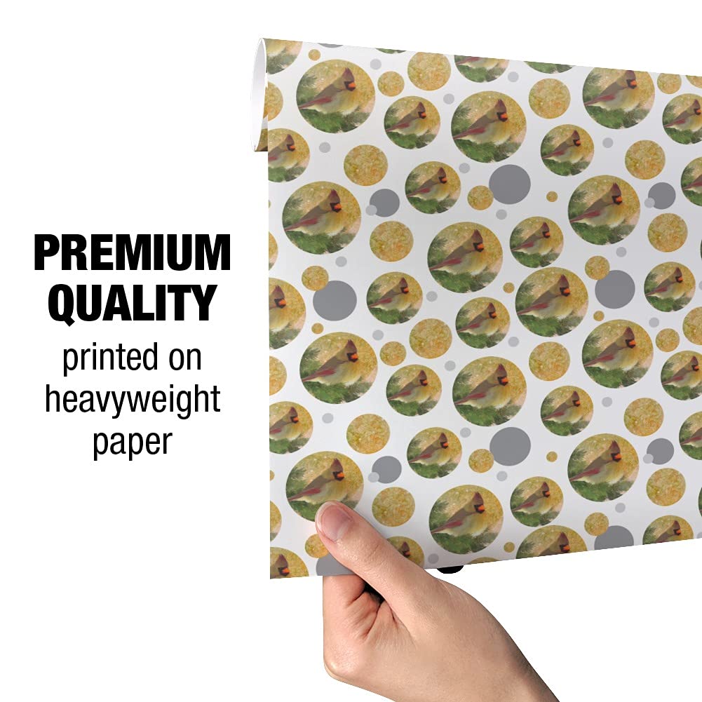 Christmas Holiday Cardinal Bird Gift Wrap Wrapping Paper Roll - Festive Holiday Wrapping Paper for Christmas Gifts, Presents, and Decorations - Perfect for Holiday Parties, Gift Exchanges, and Home Decor