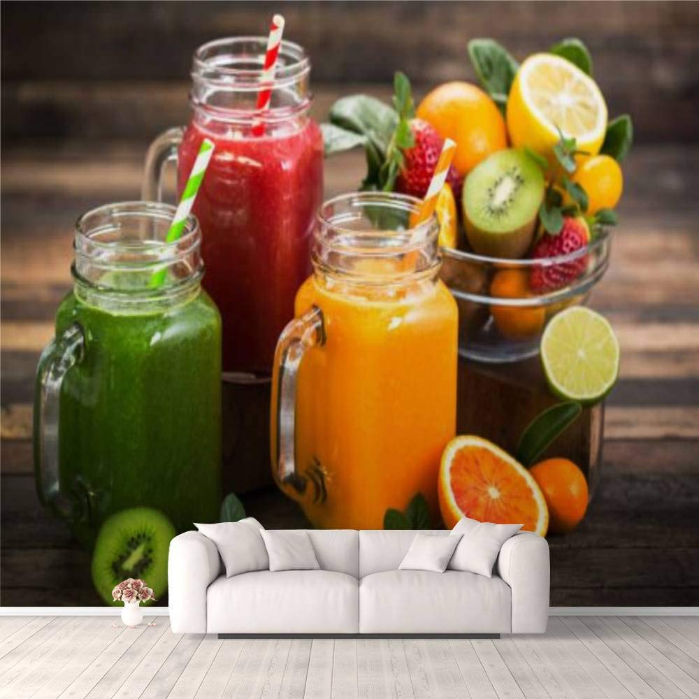 3D Self-Adhesive Wallpaper - Healthy Fruit & Vegetable Smoothie Design with Oranges - Peel and Stick Wall Mural for Bedroom, Living Room, Dorm Decor - Easy DIY Ceiling & Wardrobe Stickers - Perfect for Home, Office, and Cafe Wall Decoration