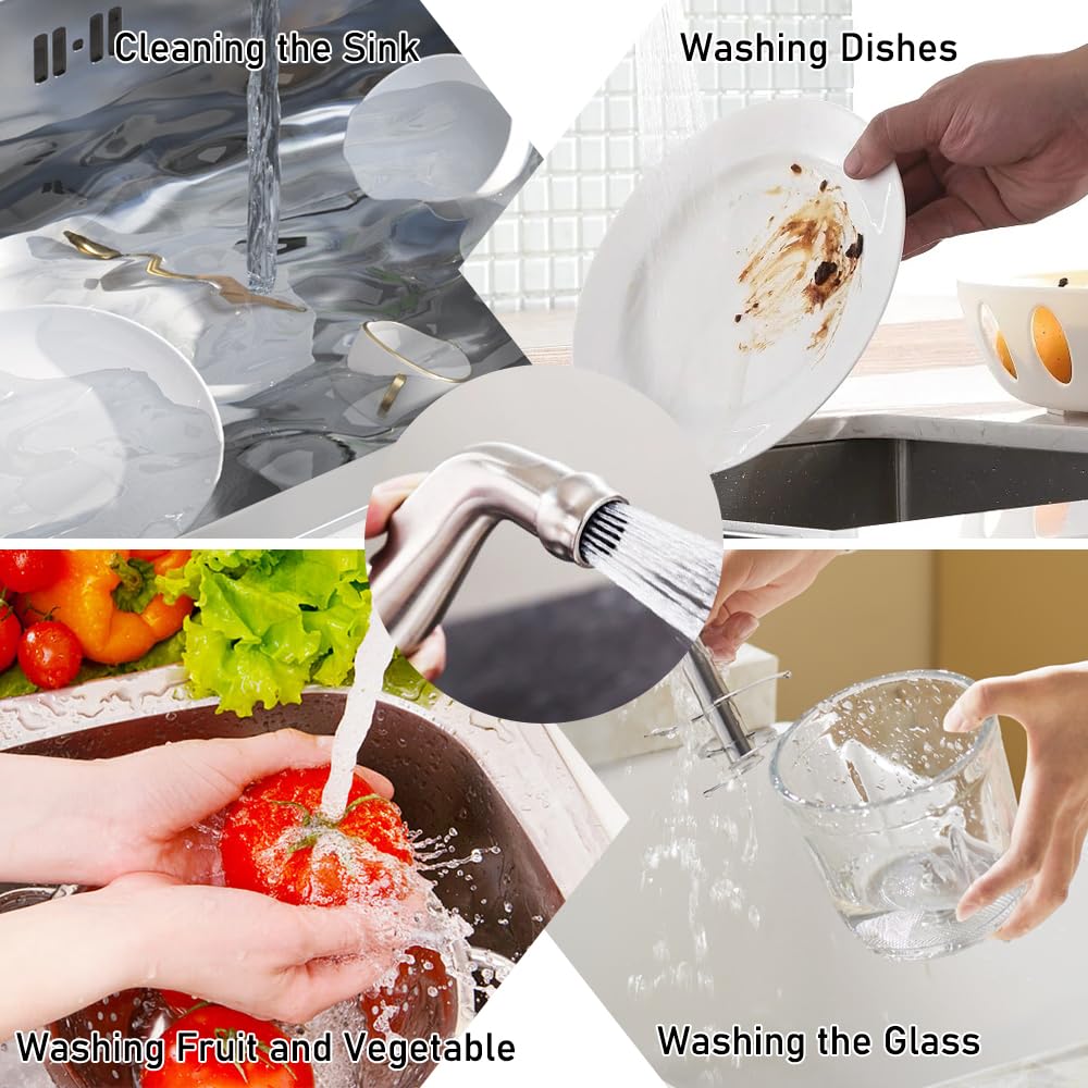 Moen Universal Kitchen Sink Side Sprayer Replacement with Hose and Holder - Brushed Finish, Ideal for Dishwashing and Sink Cleaning