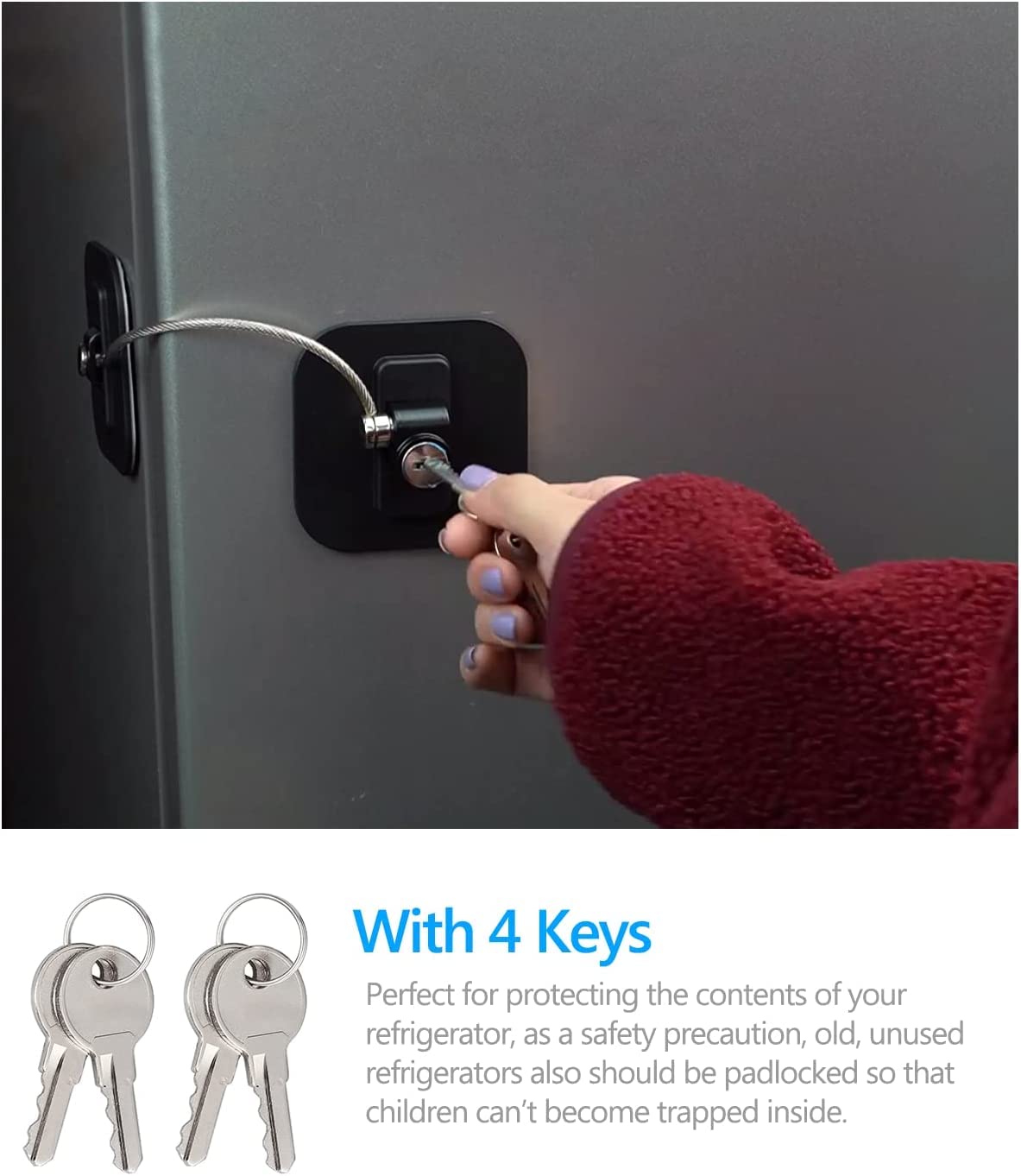 Olpad Fridge Door Lock - 1PC Refrigerator & Freezer Child Safety Lock with Keys & Strong Adhesive | Secure Mini Fridge, Cabinet & Appliance Doors | Perfect for Childproofing Homes, Dorms & Offices