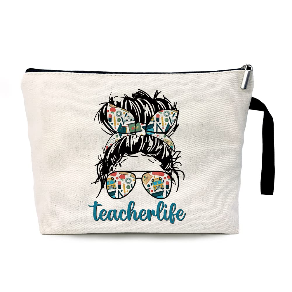 Funny Teacher Cosmetic Bag - Travel Toiletry Zipper Pouch for Makeup Storage | Cute Teacher Appreciation Gift for Women | Perfect for Classroom, Retirement Party & Travel Essentials Organization