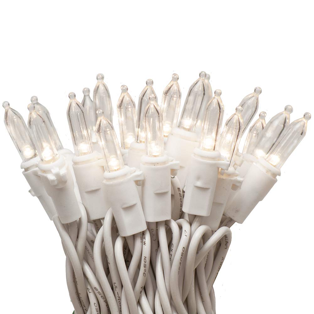 612 Vermont 100 White LED Christmas Lights on White Wire - 18.5ft Lighted Length, 20.8ft Total - UL Approved Indoor/Outdoor Holiday Decorations - Connect Up to 27 Sets - Perfect for Christmas Trees, Roofs, Windows & Yard Decorations