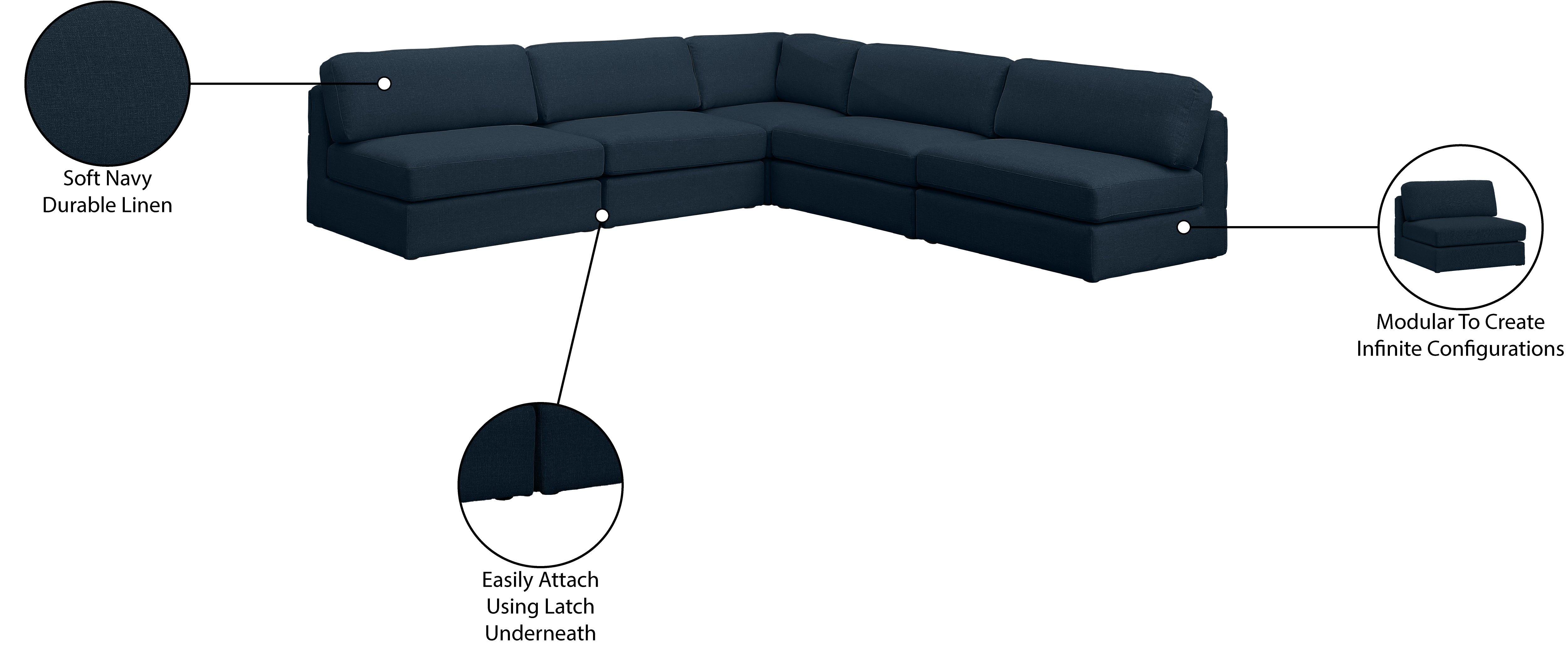 Beckham Durable Linen Textured Fabric Modular Sectional Sofa - Modern L-Shaped Couch for Living Room, Family Room & Home Theater Comfortable Seating
