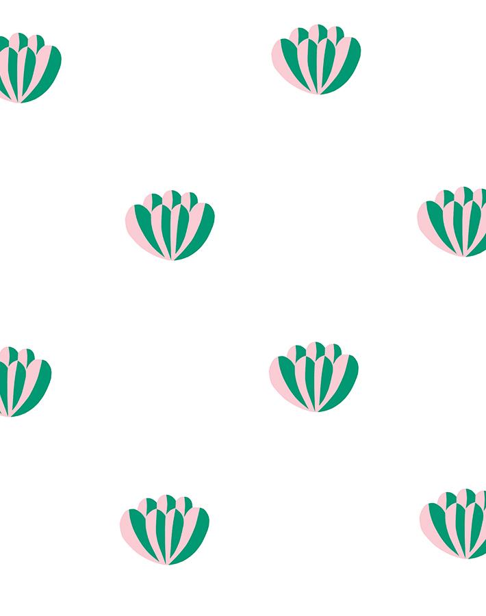 Clare V. 'Lotus' Emerald Pink Wallpaper - Premium Peel & Stick Wallpaper for Bedroom, Living Room, Nursery Decor