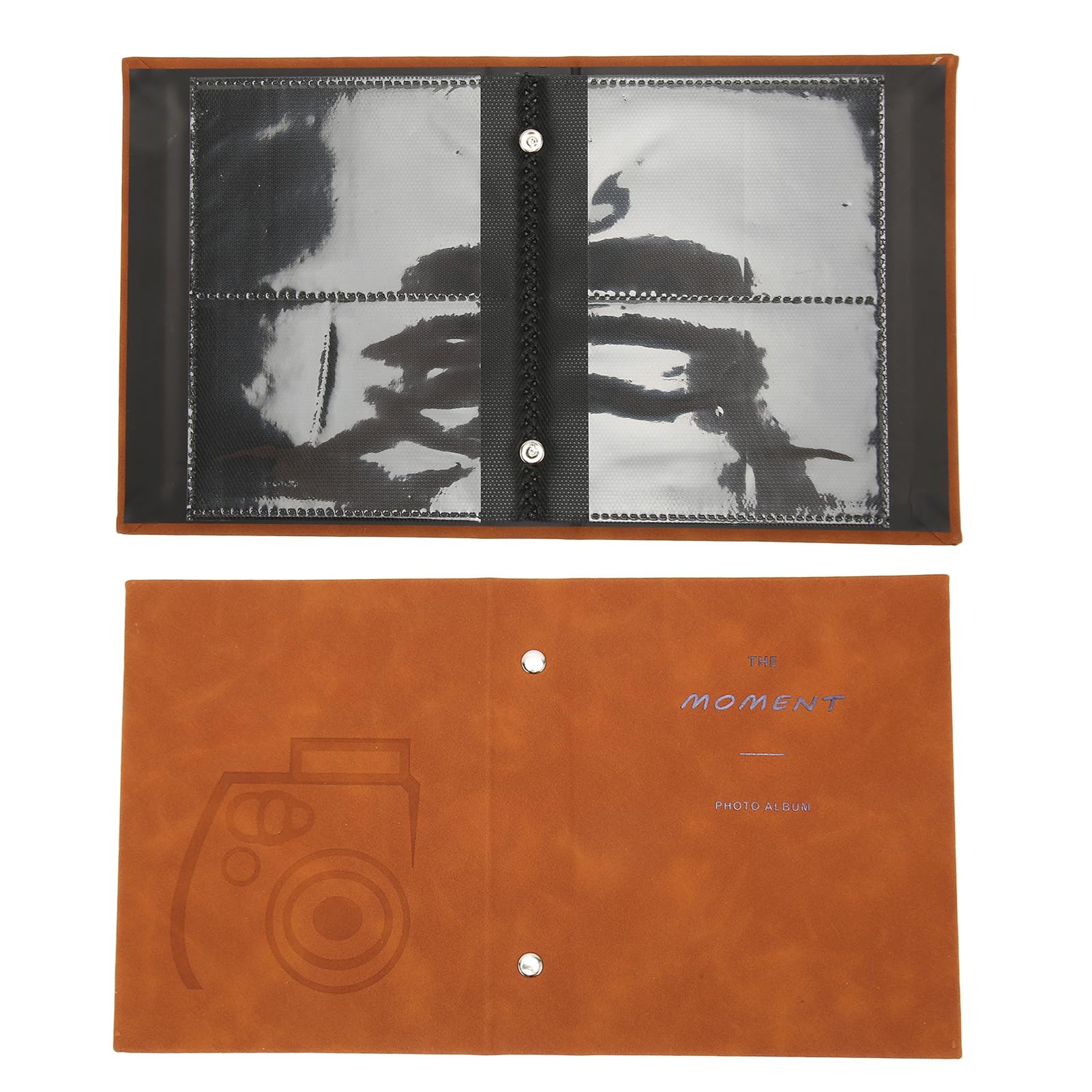 64-Pocket Suede Photo Album for Fujifilm Instax Mini 11/12/40/EVO/7+/7s/LiPlay/90/9 - 3 Inch Brown Leather Picture Keeper - Perfect for Weddings, Travel Memories & Scrapbooking