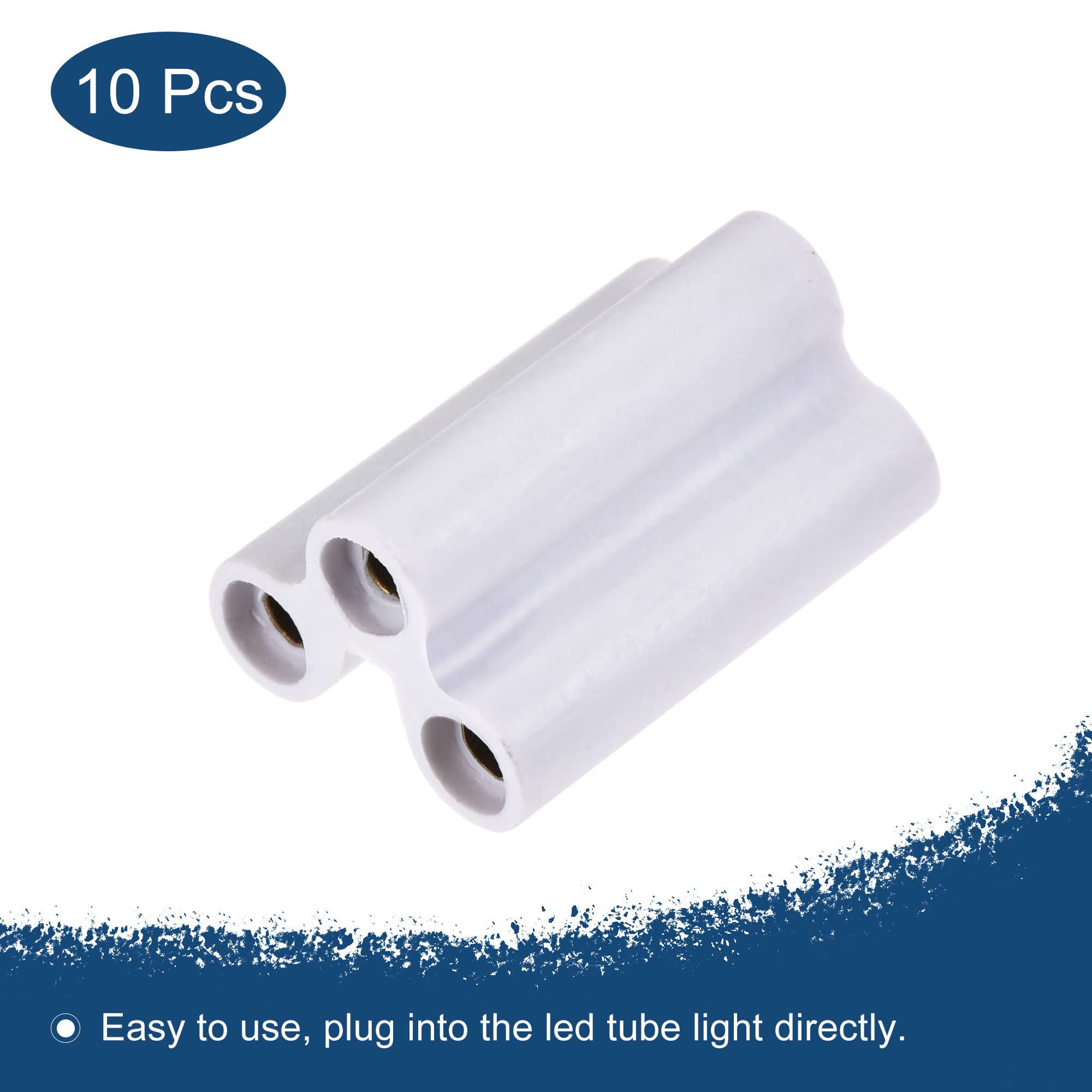 MECCANIXITY 3-Pin T5 T8 LED Tube Light Connector - 10 Pack for Ceiling Light Fixtures | Easy Installation & Secure Socket Plug | Perfect for Home, Office & Commercial Lighting