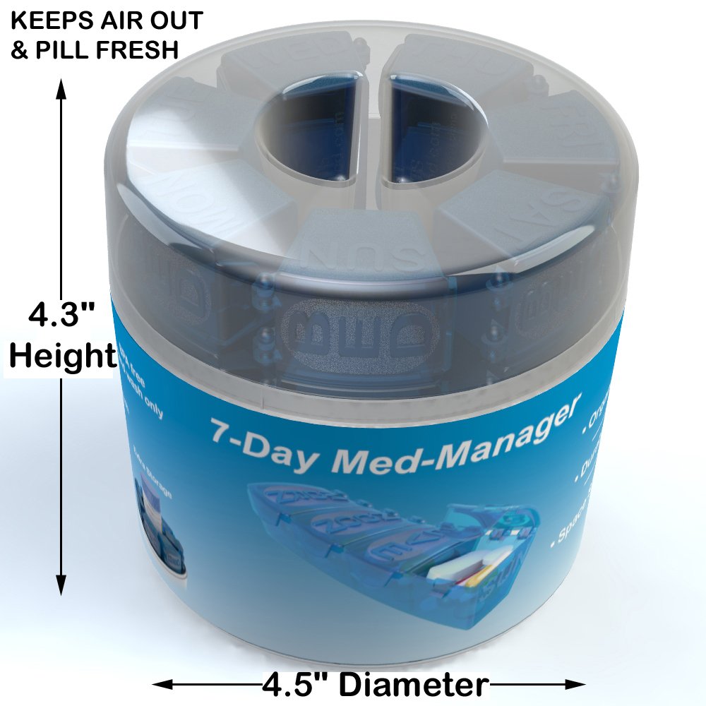 4Thought Large 7-Day Pill Organizer - Durable Weekly Medication Planner with AM/PM Compartments - Perfect for Daily Vitamins, Supplements & Prescription Pills - Ideal for Travel, Home & Office Use