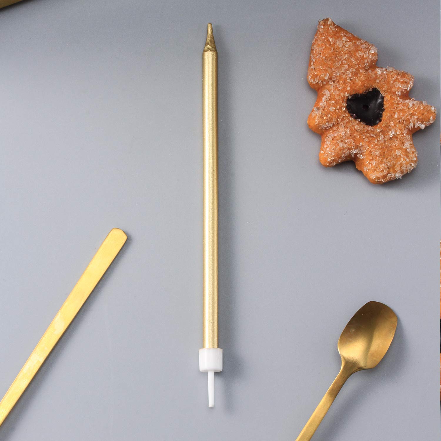 24 Count Metallic Rose Gold Birthday Candles with Holders - Tall Thin Cake & Cupcake Candles for Birthday, Wedding, Party Decorations | Perfect for Cakes, Cupcakes, and Special Event Centerpieces