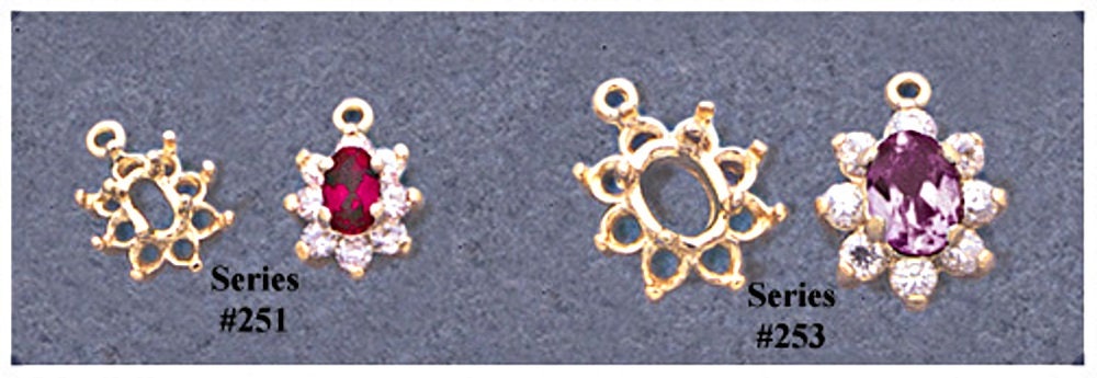Solid Sterling Silver or 14k Gold 5x3mm & 7x5mm Oval Cluster Dangle Pendant & Earring Settings (166 251 3/146 251 3) - Perfect for Jewelry Making, DIY Crafts, and Gift Giving