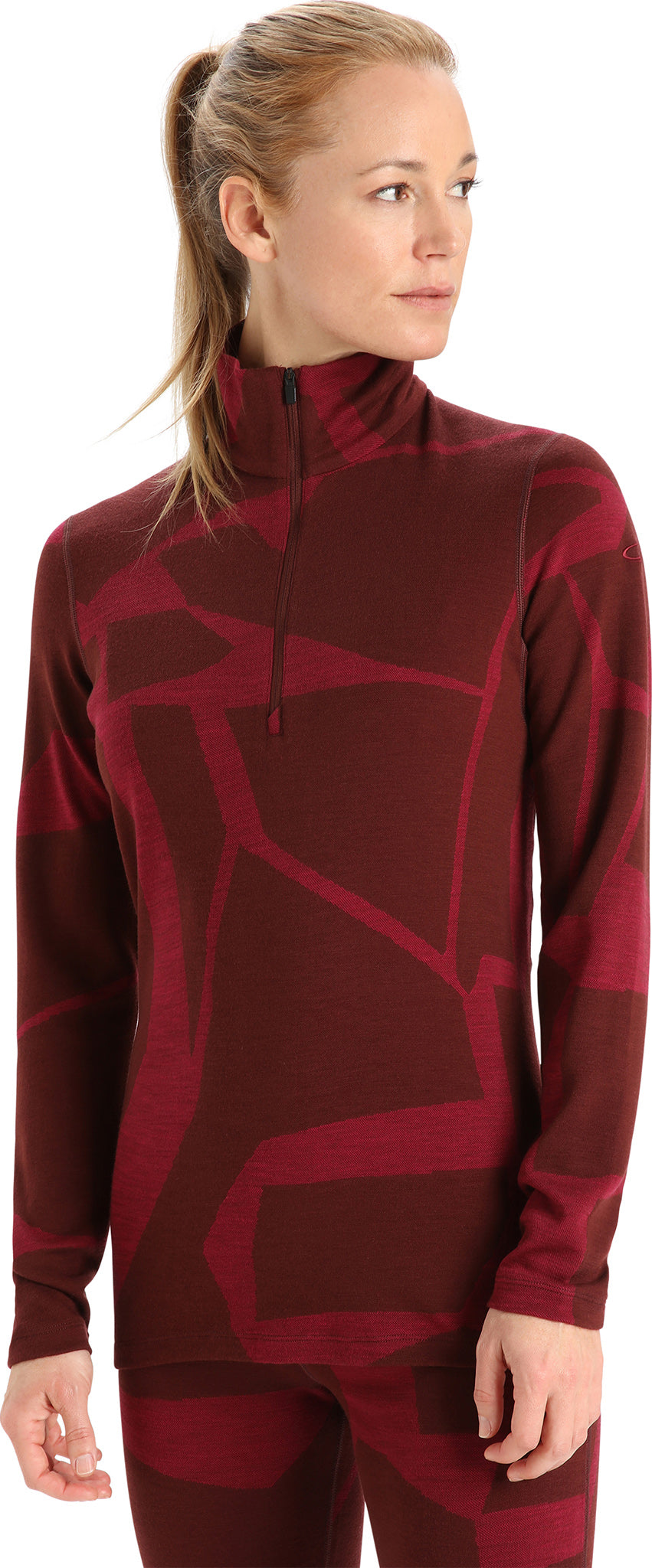 250 Vertex Fractured Landscapes Long Sleeve Half Zip Base Layer for Women - Thermal Underwear for Hiking, Skiing & Outdoor Activities