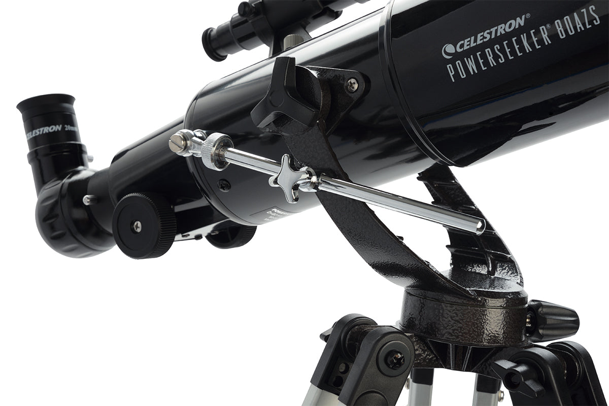 PowerSeeker 80AZS Telescope - 80mm Aperture Refractor Telescope for Astronomy Beginners with Adjustable Tripod & Accessories - Perfect for Stargazing, Moon Observation & Backyard Astronomy