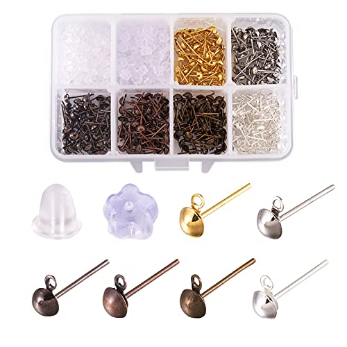 300Pcs Iron Half Ball Stud Earrings Kits
