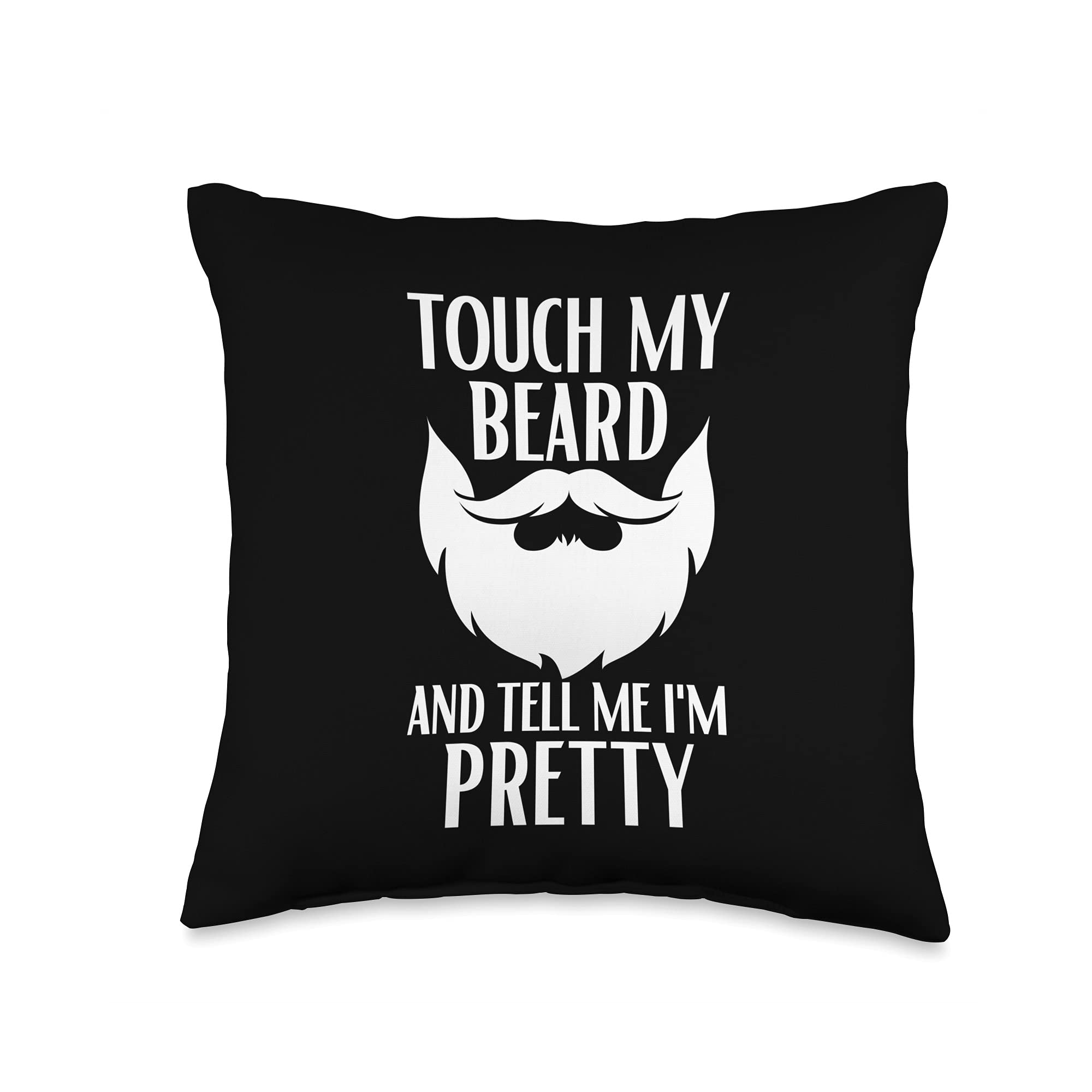 Funny 'Touch My Beard' Bread Lovers Throw Pillow 16x16 - Multicolor Couch Decor for Living Room, Bedroom & Gift Ideas