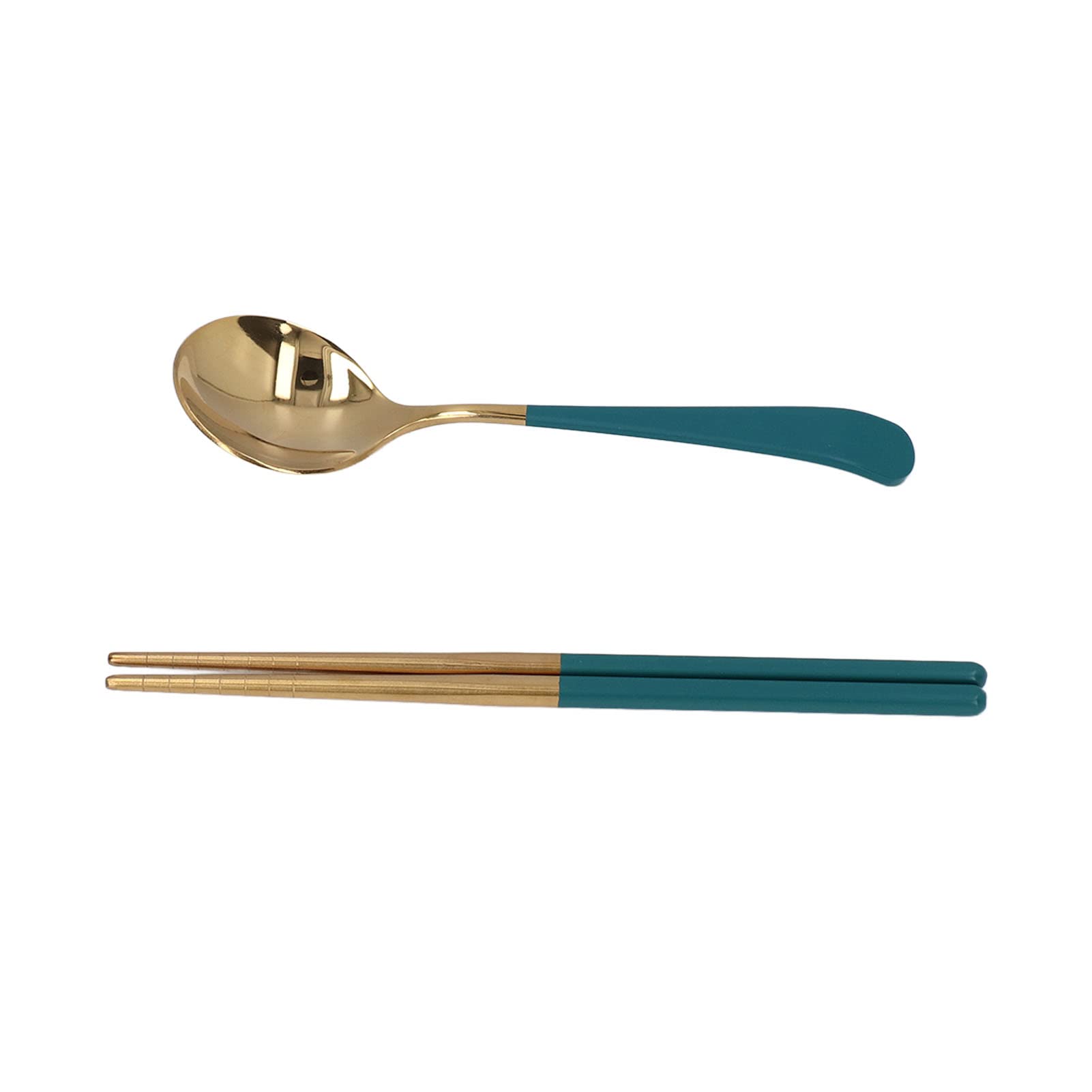 Eco-Friendly Reusable Cutlery Set - Stainless Steel Travel Utensils for Camping, Picnic, Hiking & Home Use | Durable Green & Gold Cutlery Kit for Outdoor Dining & Sustainable Living