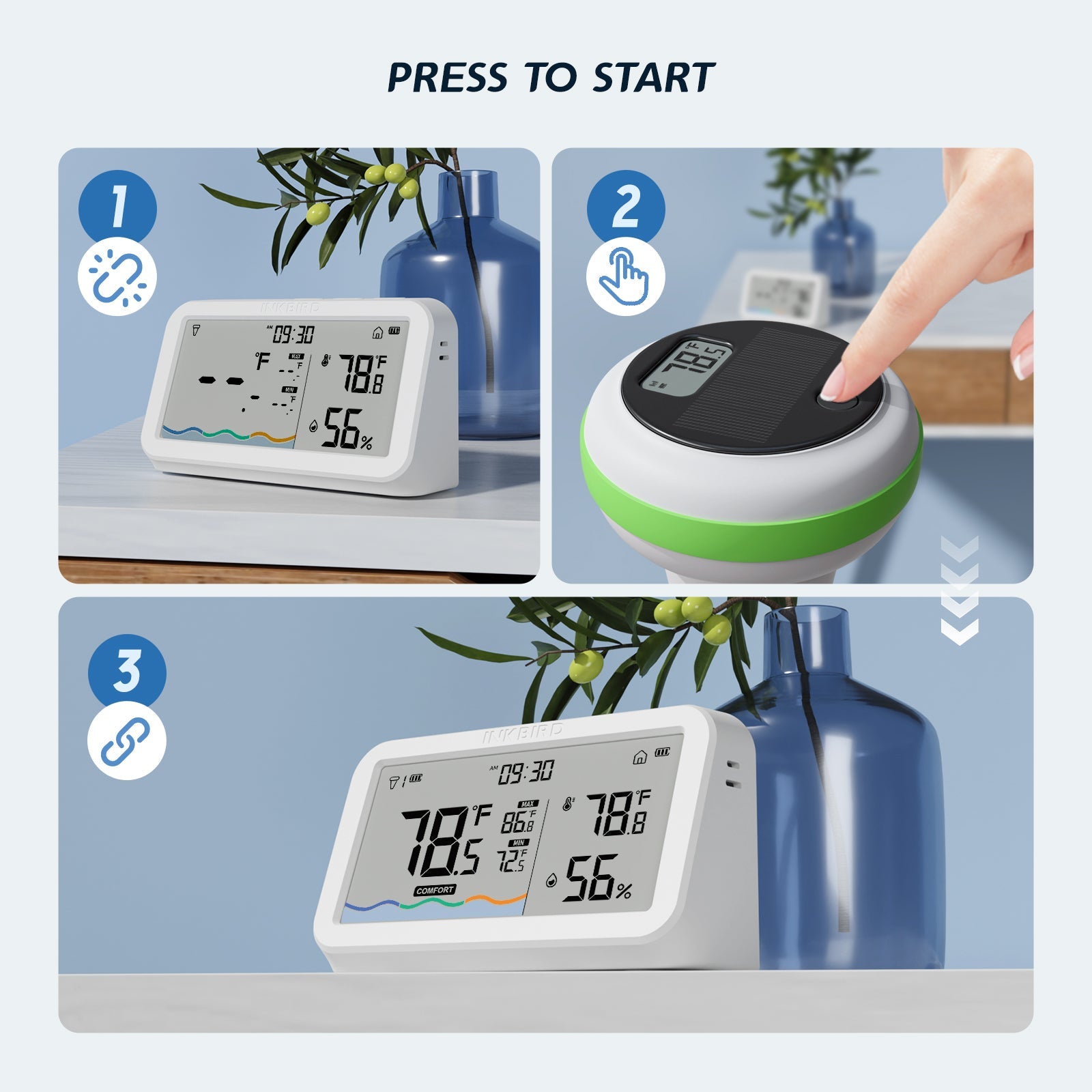 Wireless Pool Thermometer Set IBS P03R - Accurate Water Temperature Monitor for Swimming Pools, Hot Tubs & Spas | Indoor & Outdoor Use