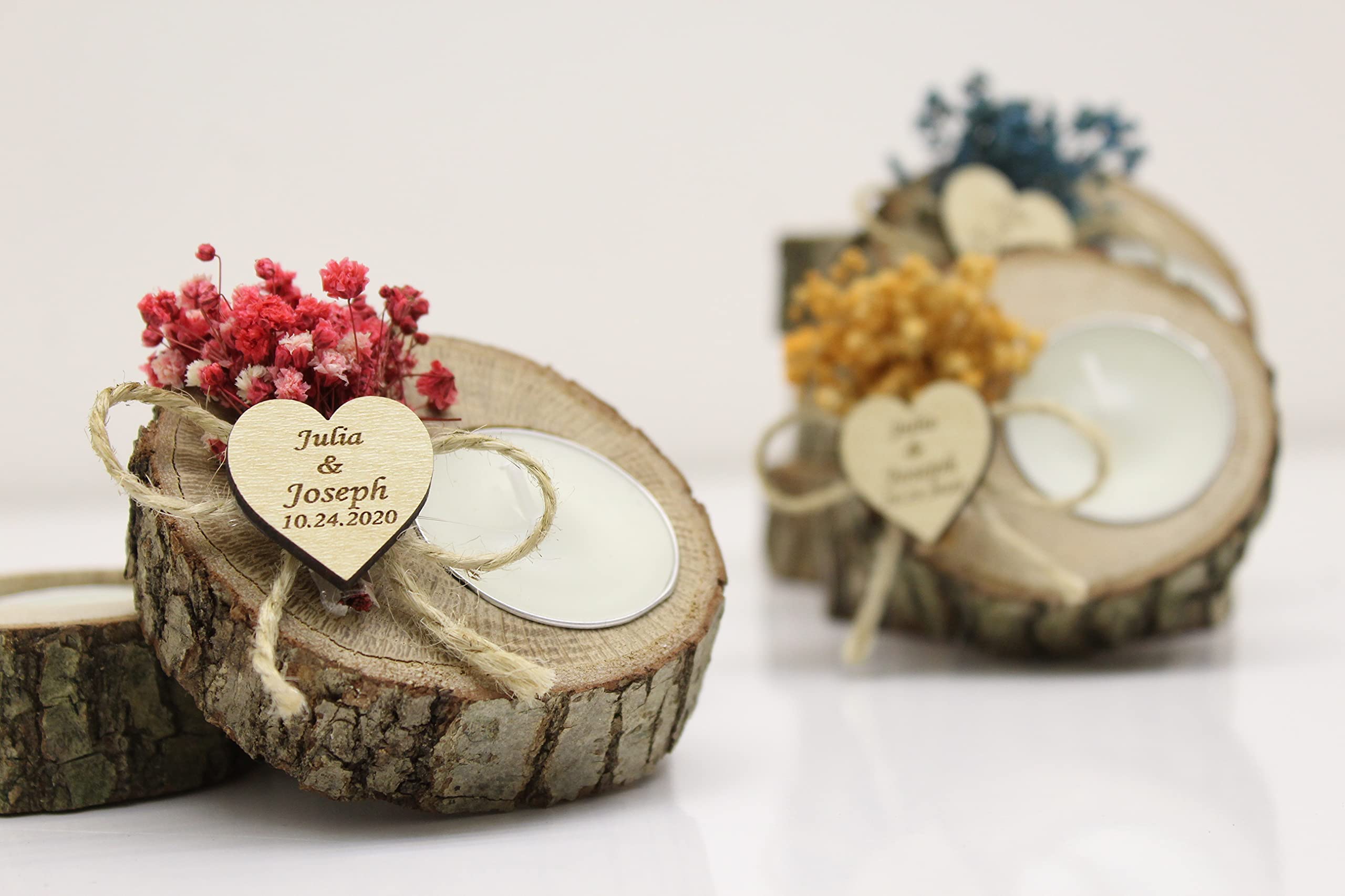 100-Piece Rustic Wood Tealight Candle Holders Bulk Set - Personalized Wedding Favors, Bridal Shower Gifts & Funeral Memorials - Perfect for Wedding Guest Gifts, Home Decor, and Romantic Ambiance Lighting