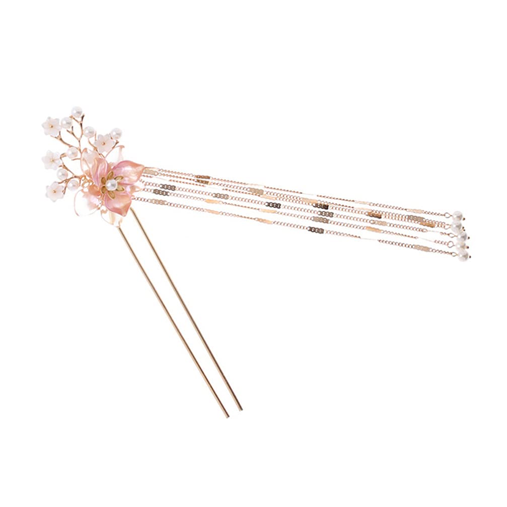 Beaupretty Rhinestone Pearl Hair Stick - Traditional Hanfu Hair Accessory with Long Bead Tassel, Handmade Classical Hairpin for Women | Perfect for Weddings, Cosplay, and Vintage Hairstyling