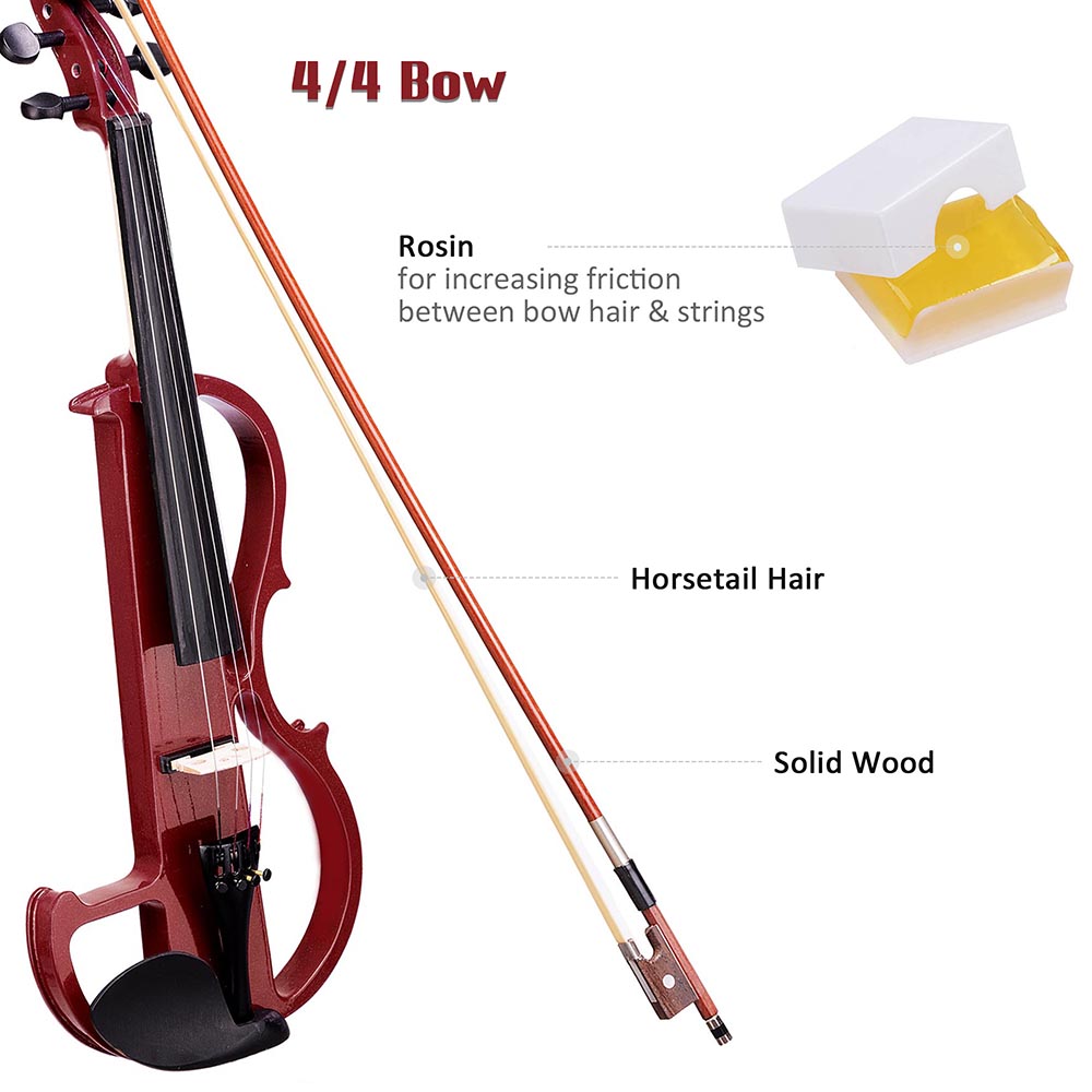 Professional Full Size Electric Violin Kit with Bow, Headphones, Case & Rosin - Perfect for Beginners, Practice, Performances & Silent Playing at Home