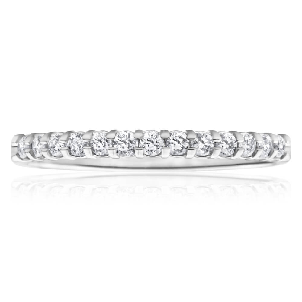 9ct White Gold Diamond Ring Set with 13 Diamonds - Elegant Wedding & Engagement Jewelry for Women