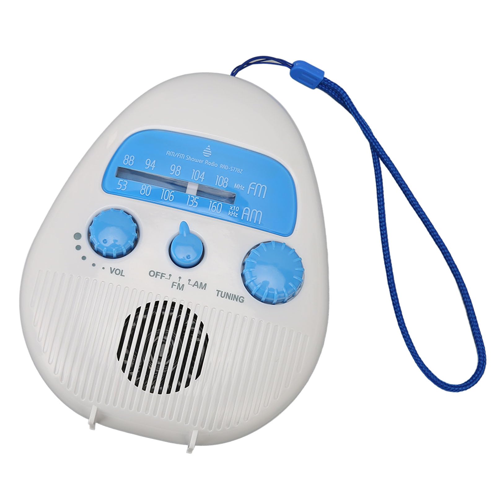 Waterproof Shower Radio with AM/FM - Portable ABS Plastic Bathroom Speaker for Shower, Kitchen, Beach & Pool Use