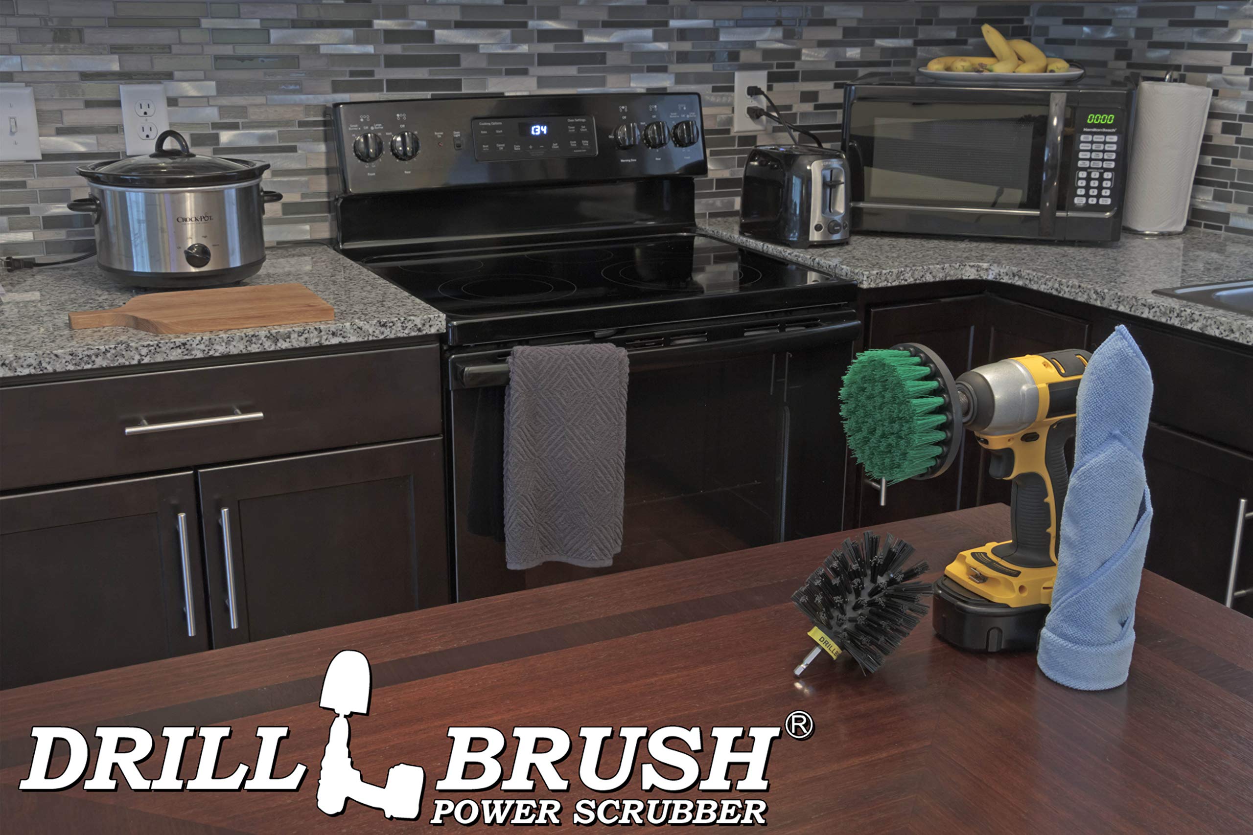 Drillbrush Cordless Tile and Grout Scrubber Kit - Power Scrubber for Bathroom Cleaning, Shower Tiles, Sinks & Kitchen Surfaces