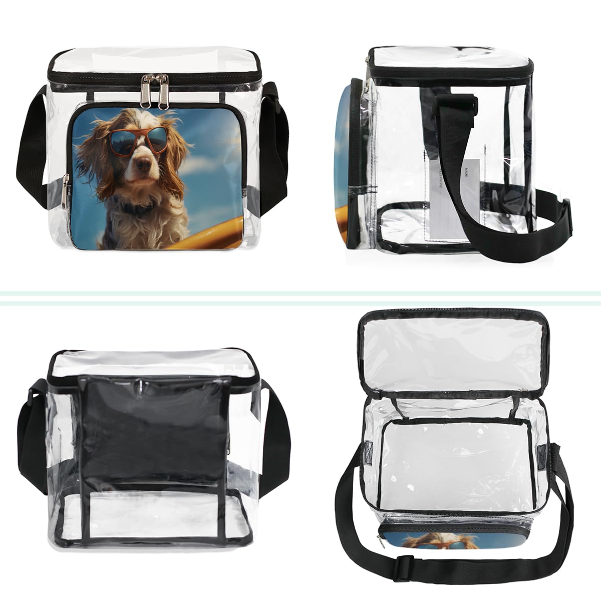 GzLeyigou Clear Dog Surfboard Tote Bag with Handles - Transparent Crossbody Shoulder Bag for Pets, Perfect for Beach, Surfing, Outdoor Travel, Picnic, Concerts & Sports Events | Stadium Approved Pet Carrier & Lunch Bag