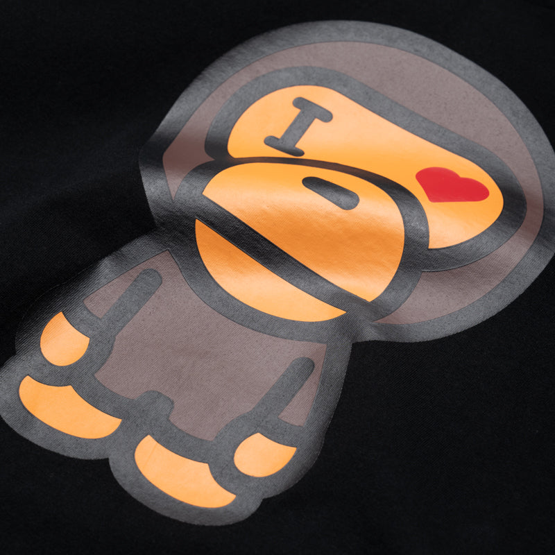 BAPE Heart Baby Milo Graphic T-Shirt for Men - Black Cotton Streetwear Tee - Perfect for Casual Wear & Street Fashion
