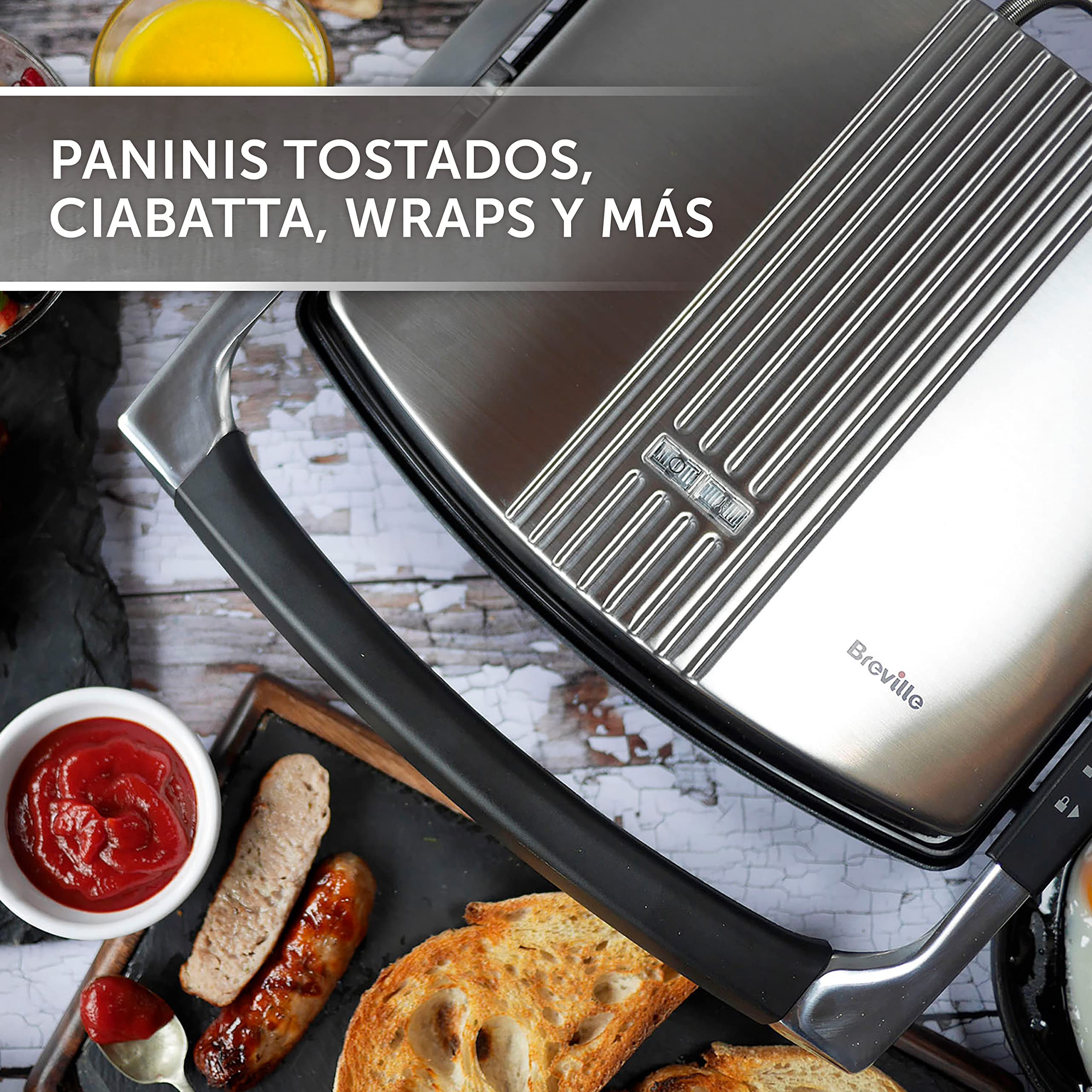 Breville 4-Slice Sandwich Maker & Panini Press | Stainless Steel Toaster | Perfect for Grilled Cheese, Paninis & Toasties [VST026X] | Ideal for Breakfast, Lunch & Quick Snacks at Home or Office