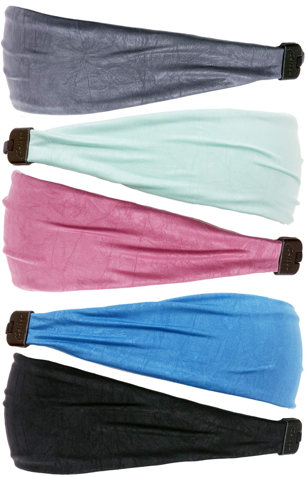 Hipsy Adjustable Stretchy Crushed Xflex Wide Headbands for Women, Girls & Teens - Perfect for Sports, Workouts, Yoga, and Everyday Fashion Accessories