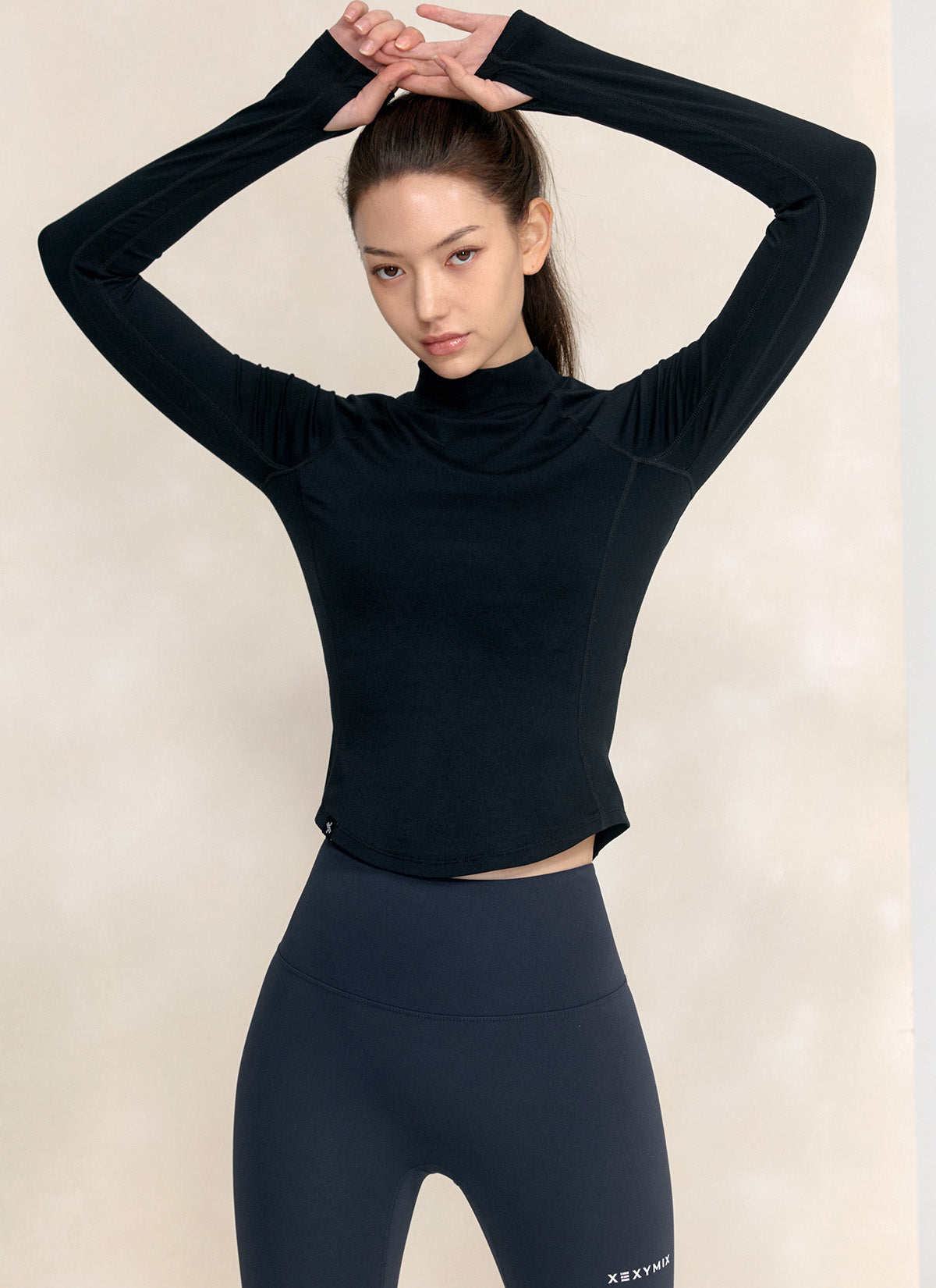 Stylish Peach Mock Neck Long Sleeve Top for Women - Perfect for Office Wear, Casual Outings & Fall Layering